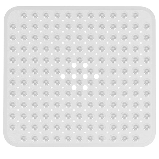 AmazerBath Shower Mat Non Slip 21 x 21 Inches, Square Shower Mat with Suction Cups and Drain Holes, Shower Stall Mat Machine Washable (Clear)