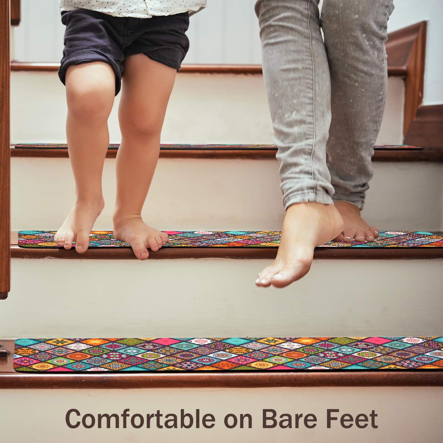 Non Slip Carpet Stair Treads for Wooden Steps Indoor, 4 Pack Stair Runners Covers Staircase Step Rugs Stair Mats for Kids Elders and Dog