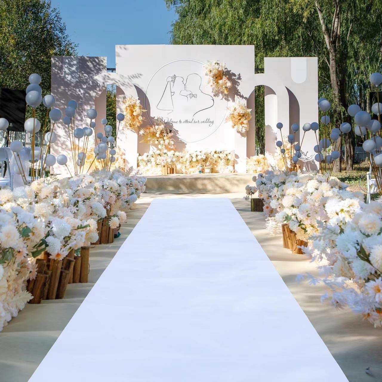 dofopo Extra Thick White Carpet Runner for Party, 3.3 x 33 Feet White Aisle Runner for Wedding Ceremony, Non-Slip Indoor Outdoor Wedding Decorations