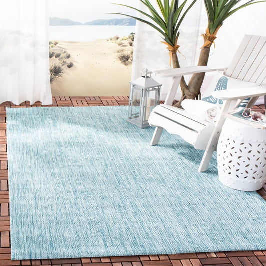 SAFAVIEH Courtyard Collection 6'7' x 9'6' Aqua CY8520 Indoor/ Outdoor Patio Backyard Mudroom Area Rug