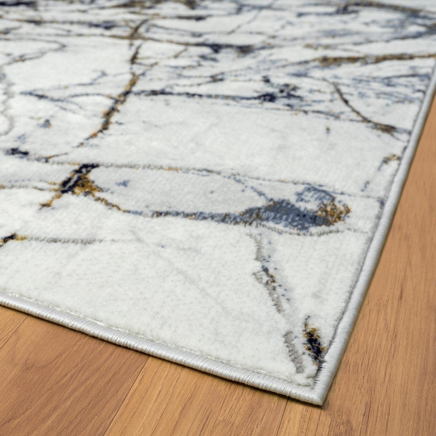 LUXE WEAVERS Marble Effect Abstract Blue 5x7 Area Rug