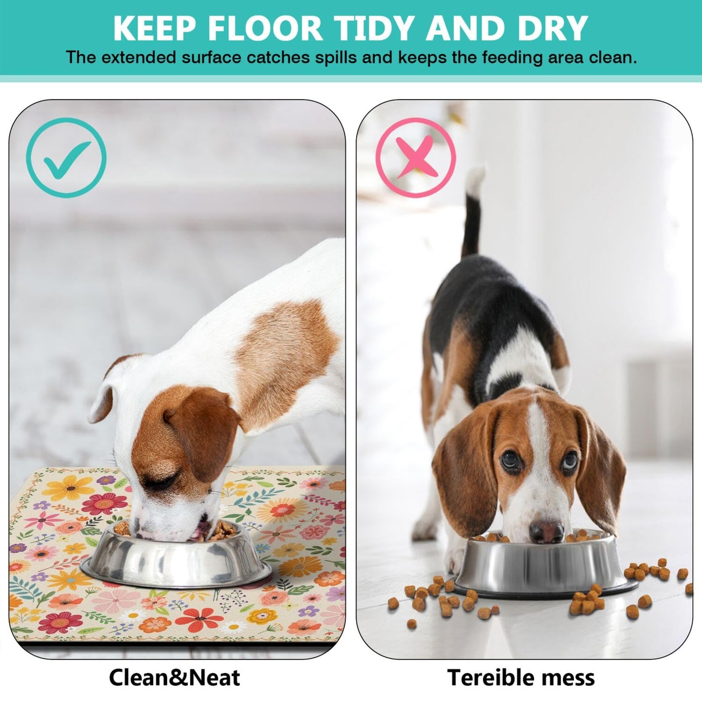 Pet Feeding Mat for Floors Waterproof Dog Mat for Food and Water Absorbent Quick Dry Non Slip mat for Cat Bowls