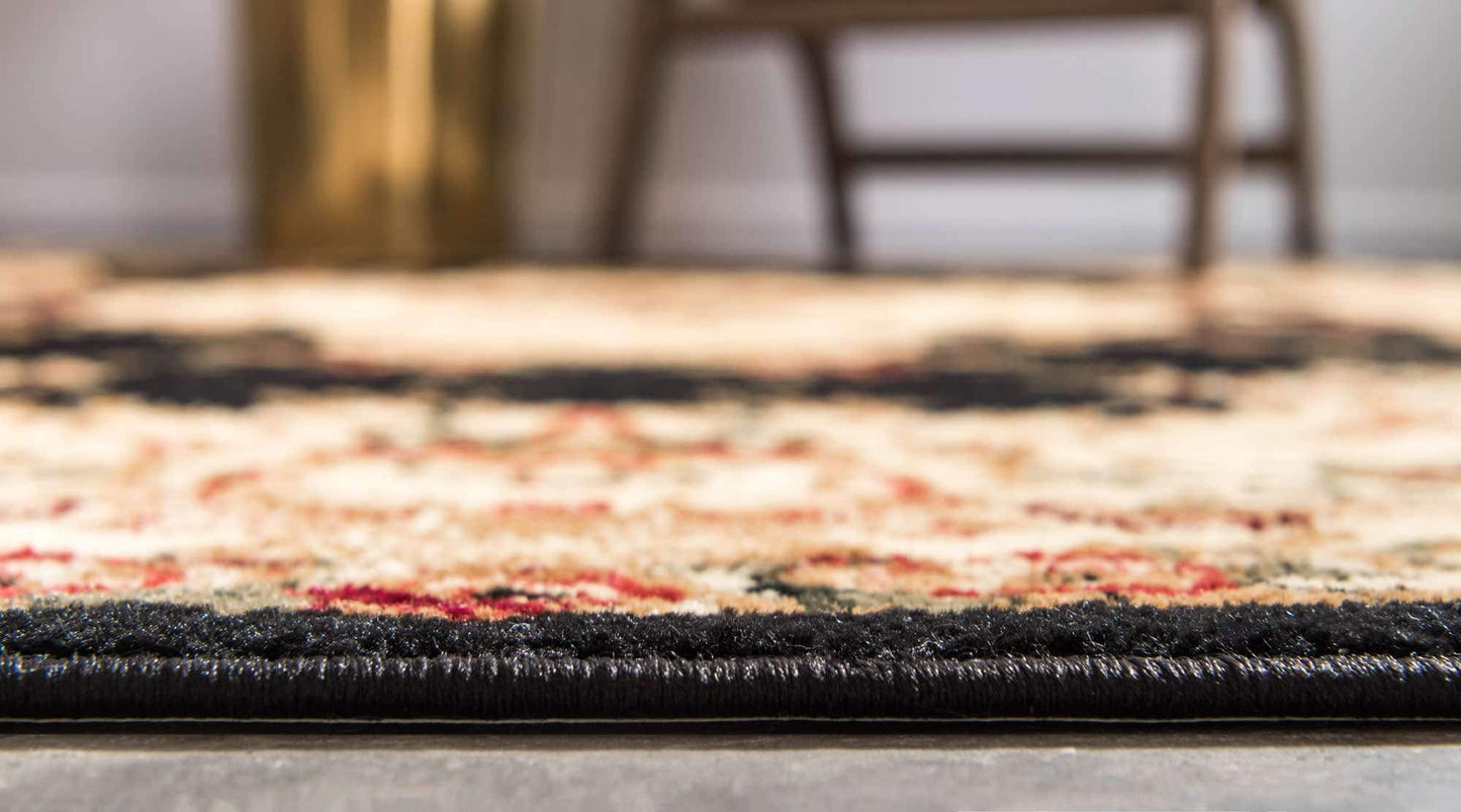 Unique Loom Versailles Collection Traditional Classic Medallion Motif Area Rug (6' 0 x 6' 0 Square, Black/ Ivory)