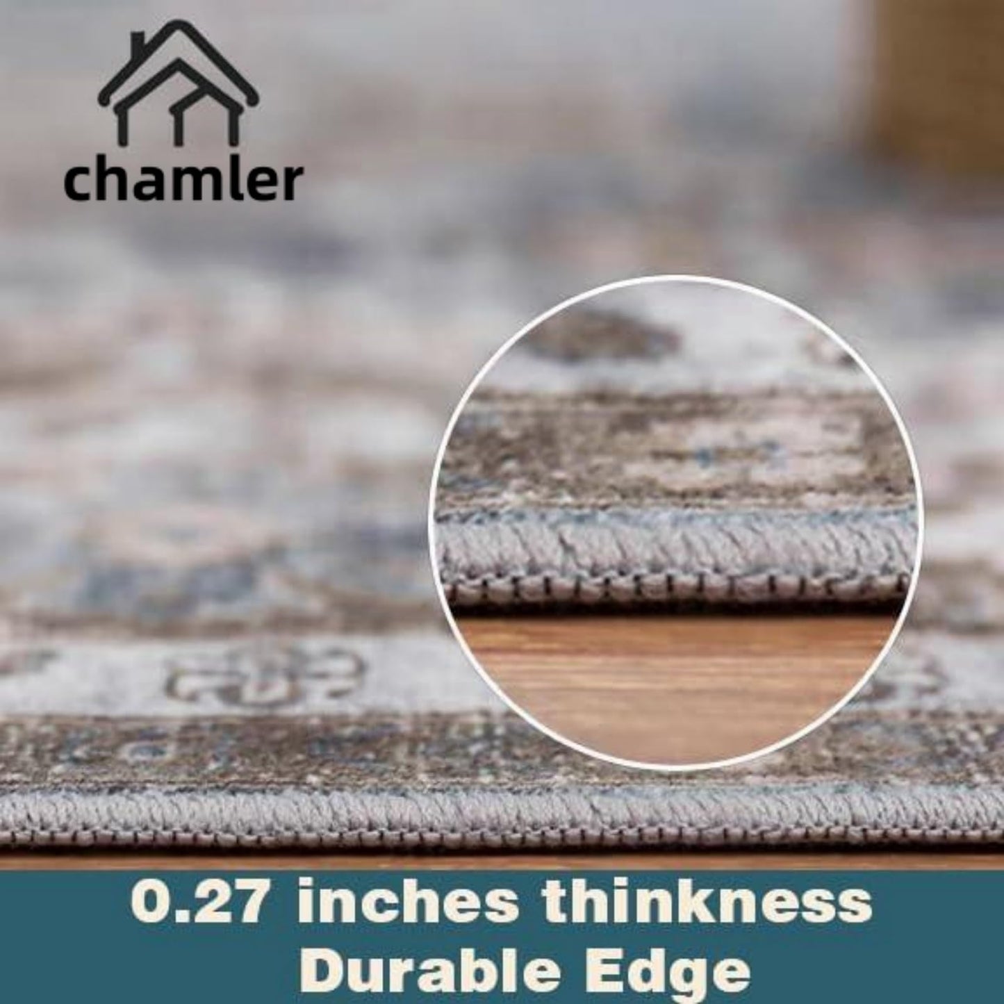 chamler Washable Area Rug 9x12 Boho Chic Medallion Distressed Design Non-Shedding Easy Care Ideal for High Traffic Areas in Rug for Living Room Bedroom Office Coffee Table Large Carpet
