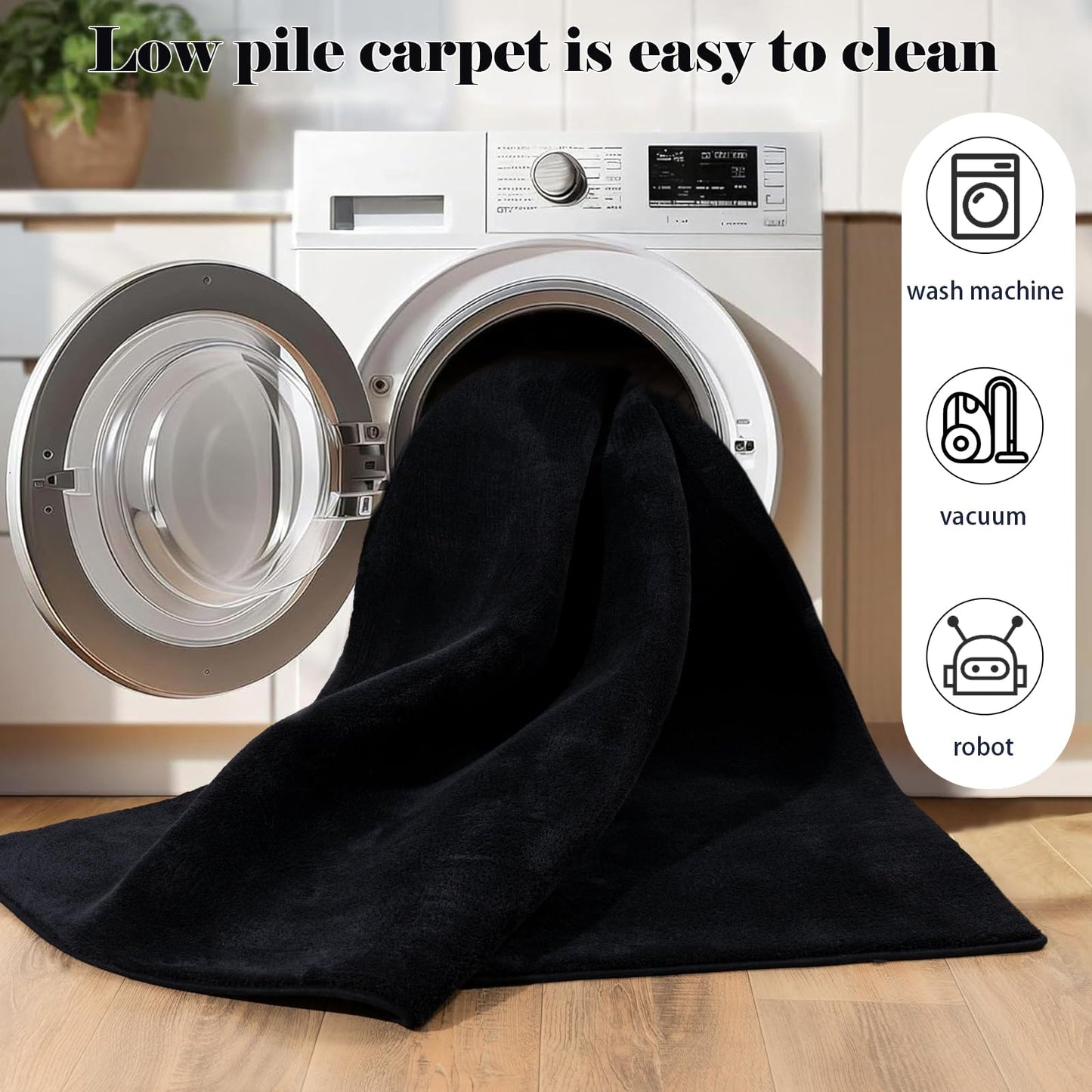 QDUIDU Large Area Rugs for Bedroom Living Room - 6x9 Feet Ultra Soft Black Rug Thickened with Memory-Foam, Solid Modern Minimalist Carpets for Home Decor, Non-Slip and Comfy Nursery Room Rugs