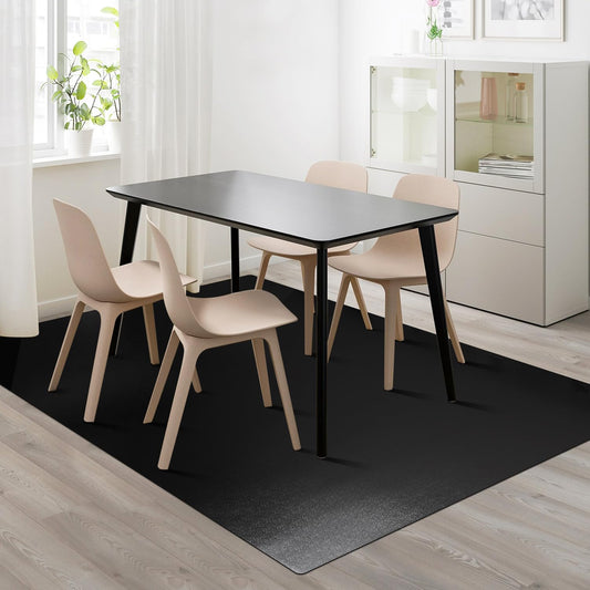 FURKIT Vinyl Floor Mat for Home，5'×7' Black Waterproof Area Mat for Under Dining Room Table, Sturdy Plastic Rug Protector for Kitchen, Living Room, Yard, Garage