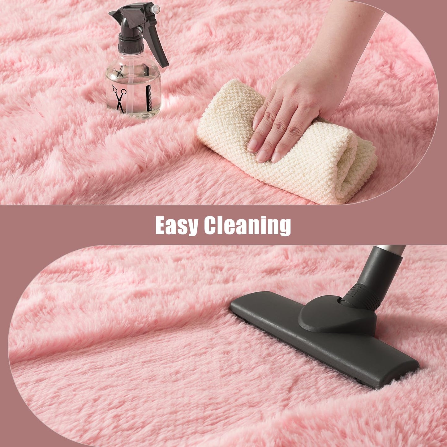 Macgace Light Pink Rugs for Bedroom Girls, 3x5 Shag Rug Fluffy Area Rugs with Non-Slip Backing for Living Room, Fuzzy Plush Carpet Washable Rug Cute Home Decor Aesthetic for Nursery Dorm Office