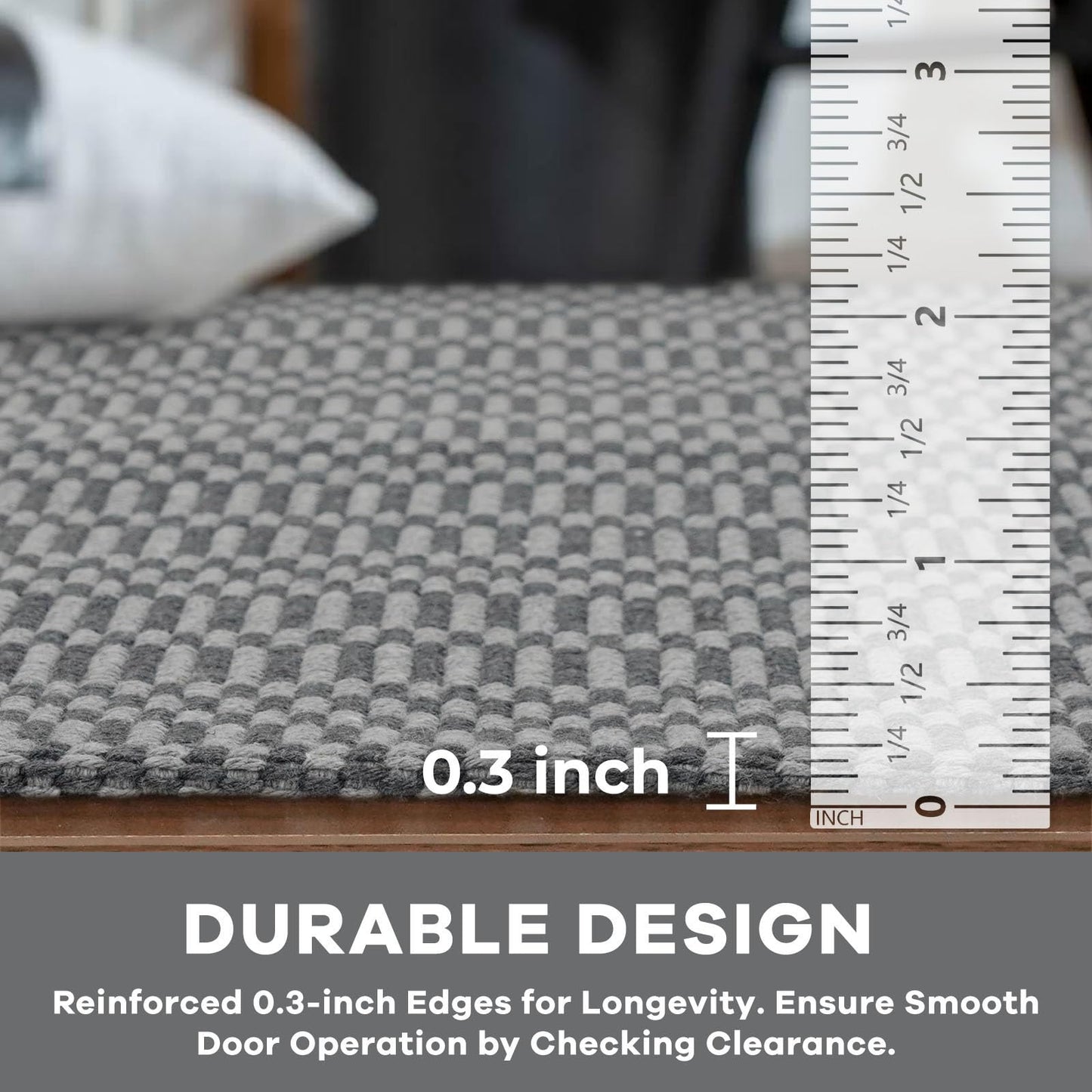 KOZYFLY Washable Area Rug 4x6 Ft Rubber Backed Rugs for Entryway Bedroom Throw Rugs Boho Entry Rug, Cotton Braided Floor Carpet for Dining Room Living Room, Grey/Charcoal Grey