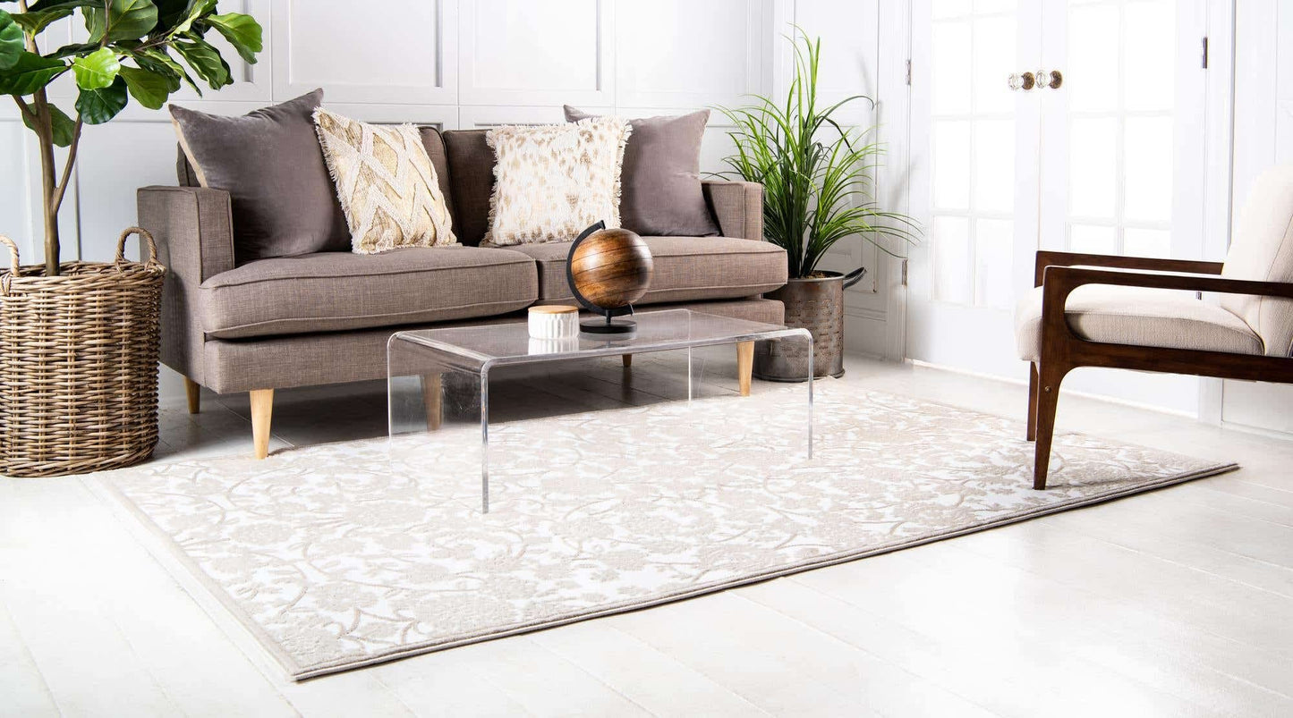 Unique Loom Rushmore Collection Area Rug - Taft (3' 3" x 5' 3" Rectangle, Snow White/ Beige)