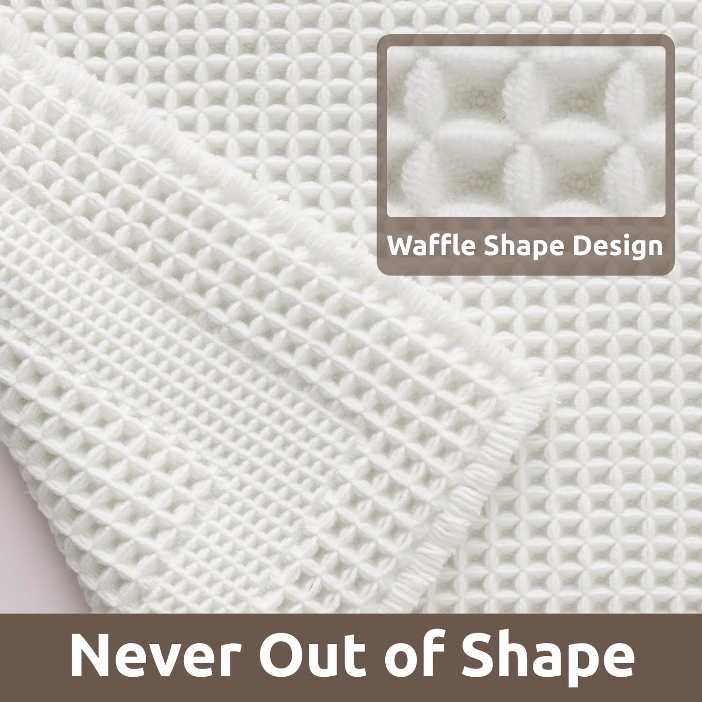 AMOAMI Waffle Bath-Mat, Absorbent Bath Mats for Bathroom Non Slip, Machine Washable Bathroom Rugs with Tassels Ultra Soft Boho Bath Rugs for Floor 24"x36" White