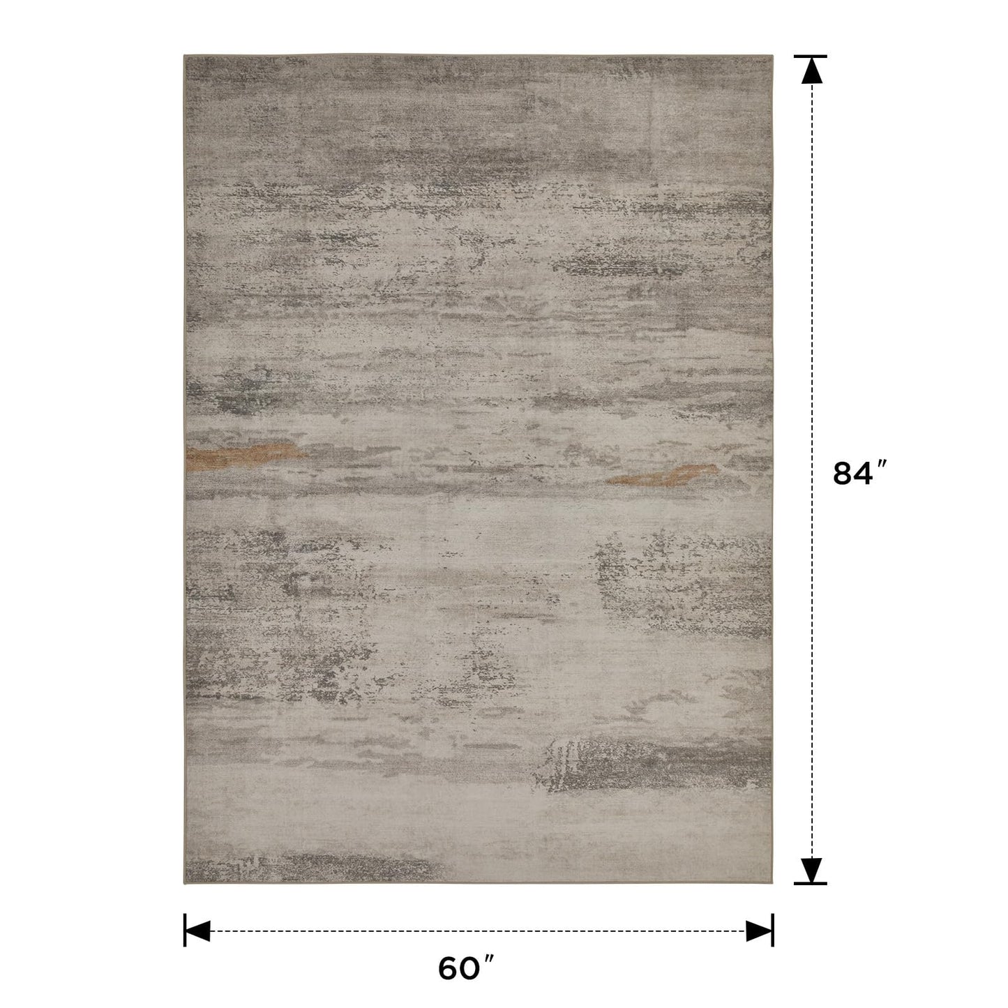 Joydeco Modern Abstract Washable 5x7 Area Rugs for Living Room, Machine Washable Bedroom Rug, Faux Wool Print Non-Slip Neutral Low Pile Stain Resistant Carpet for Dining Room Nursery Home Office Decor