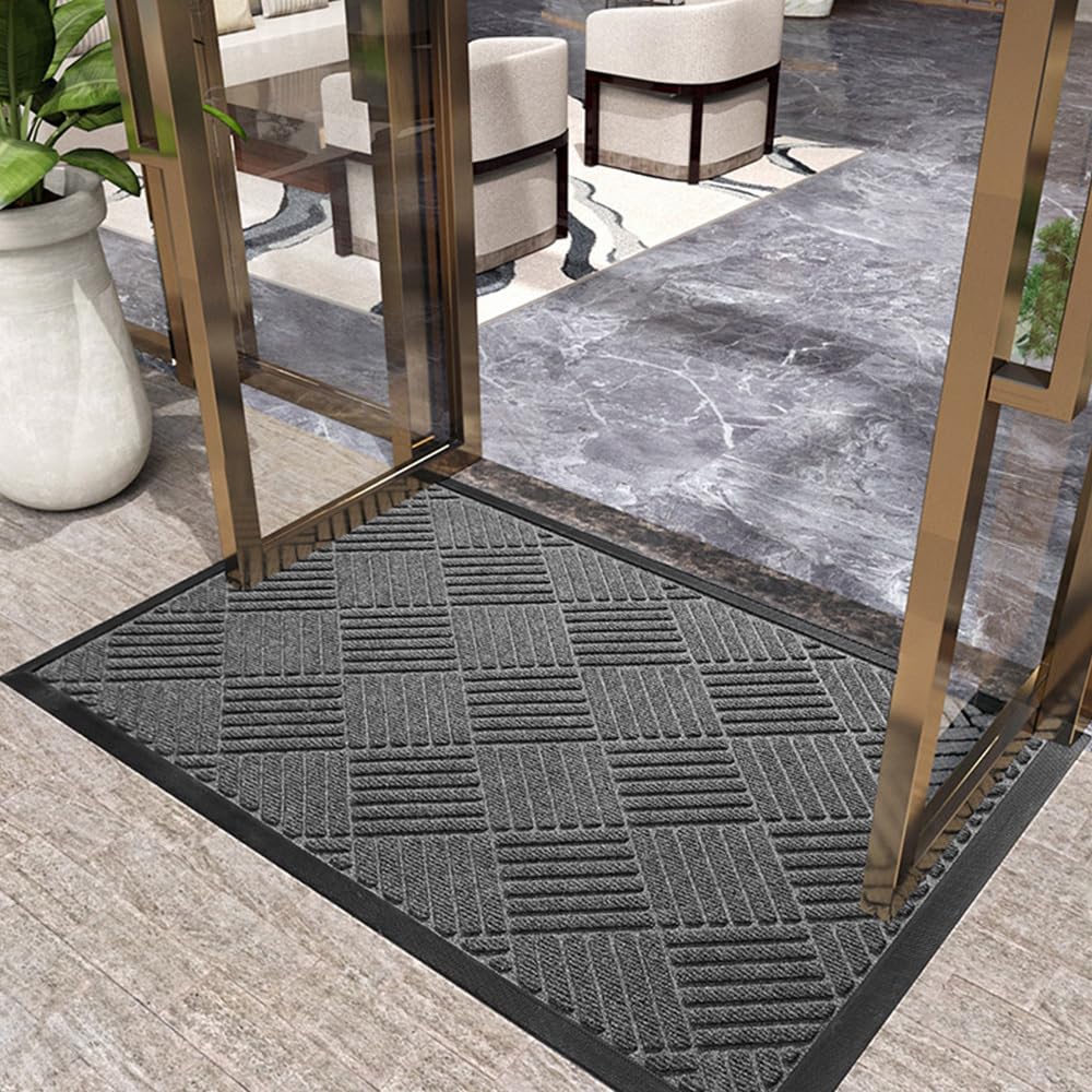 MATZEN Diamond Entrance Mats Indoor Outdoor, Front Door Mat Entryway Entrance Waterproof Outdoor Doormat, Heavy Duty Non Slip Durable Weatherproof Porch Deck Terrace Office Entrance Mat, 4x2, Blue