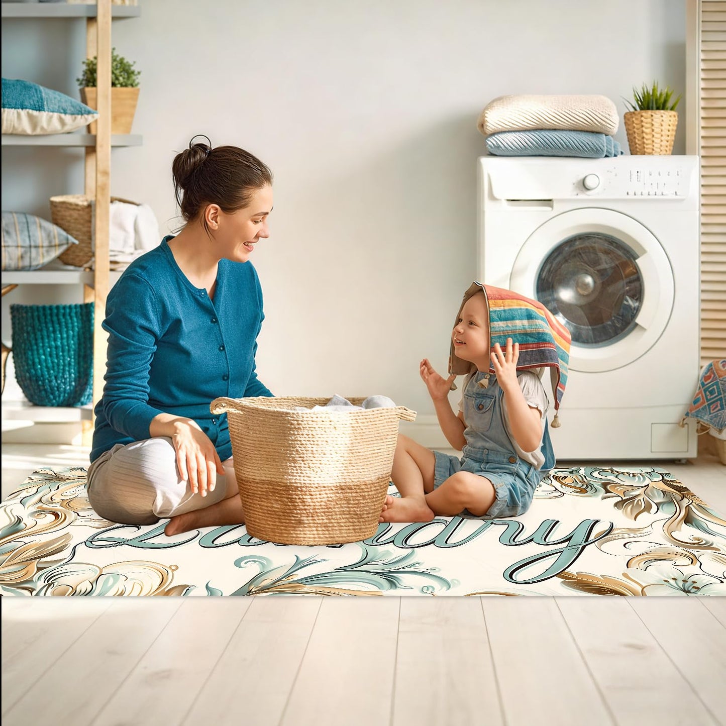 LEIWEIHOPE Runner Rug 20x47 inch, Non-Slip Waterproof Laundry Room Rug,Spring Summer Holiday Kitchen Runner with Festive Designs,Indoor Decorative Mat for Home (Letter, 20x47 inch)