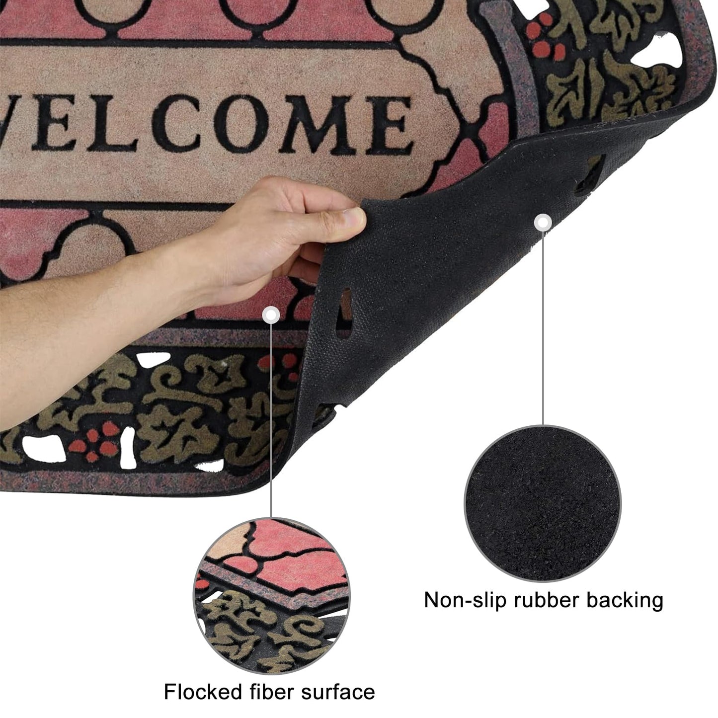CHICHIC Entrance Door Mat Large 24 x 36 Inch Entry Way Doormat Front Door Rugs Outdoors Heavy Duty Welcome Mat Non Slip Rubber Back Low Profile for Garage, Patio, High Traffic Area, Small Flower
