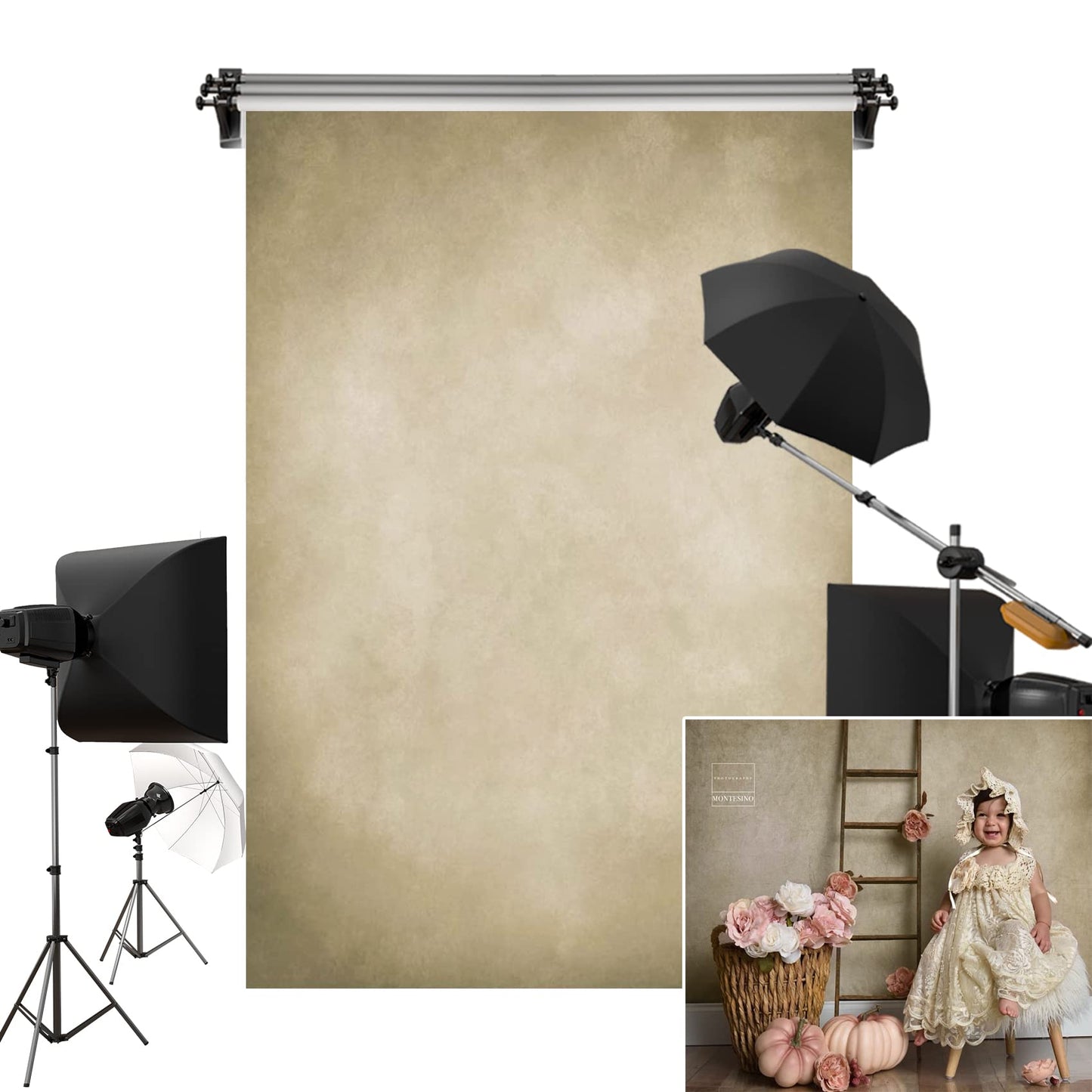 Kate Light Brown Photography Backdrop(10x7ft) & Brown Wooden Floor Mat(8x5ft)