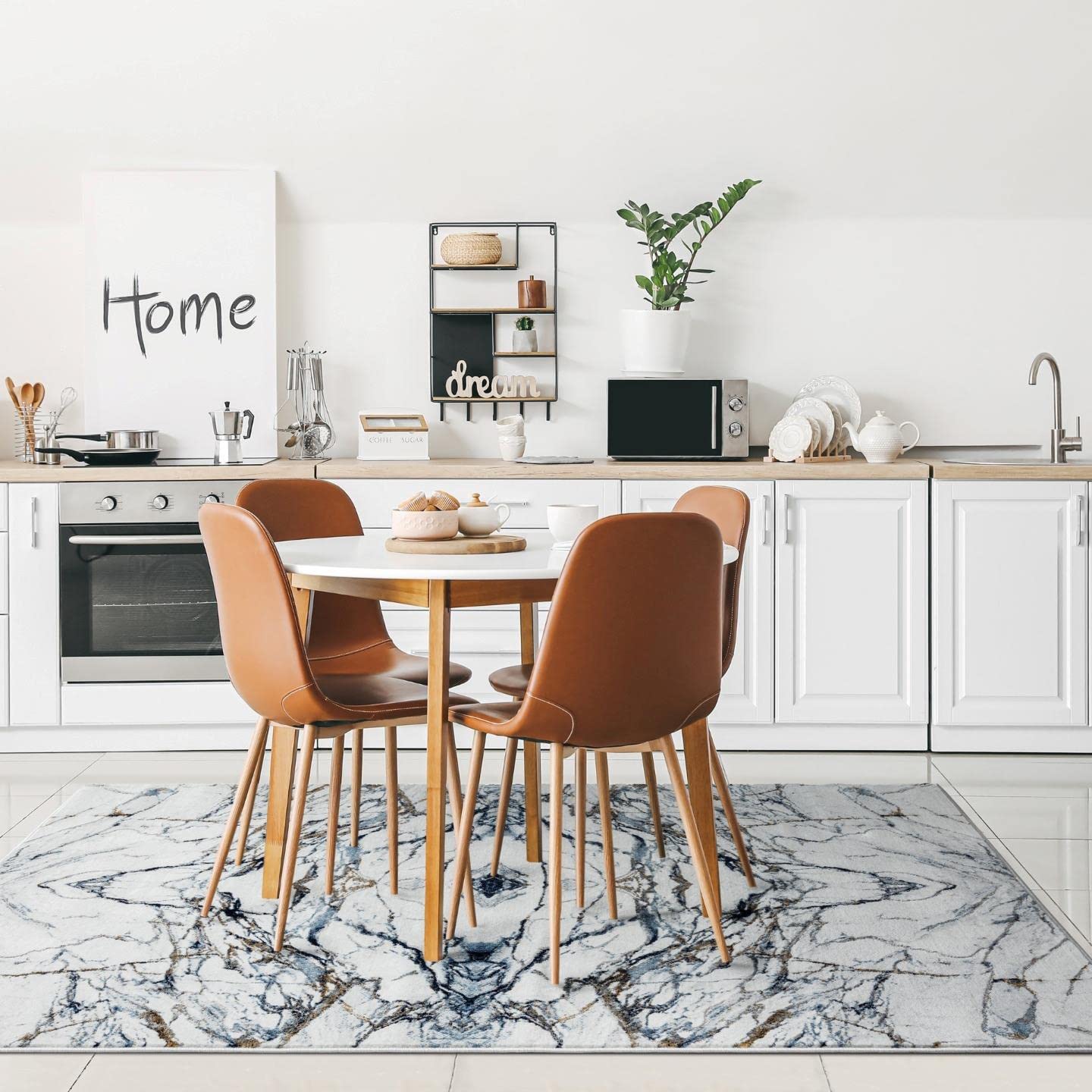 LUXE WEAVERS Marble Effect Abstract Blue 5x7 Area Rug
