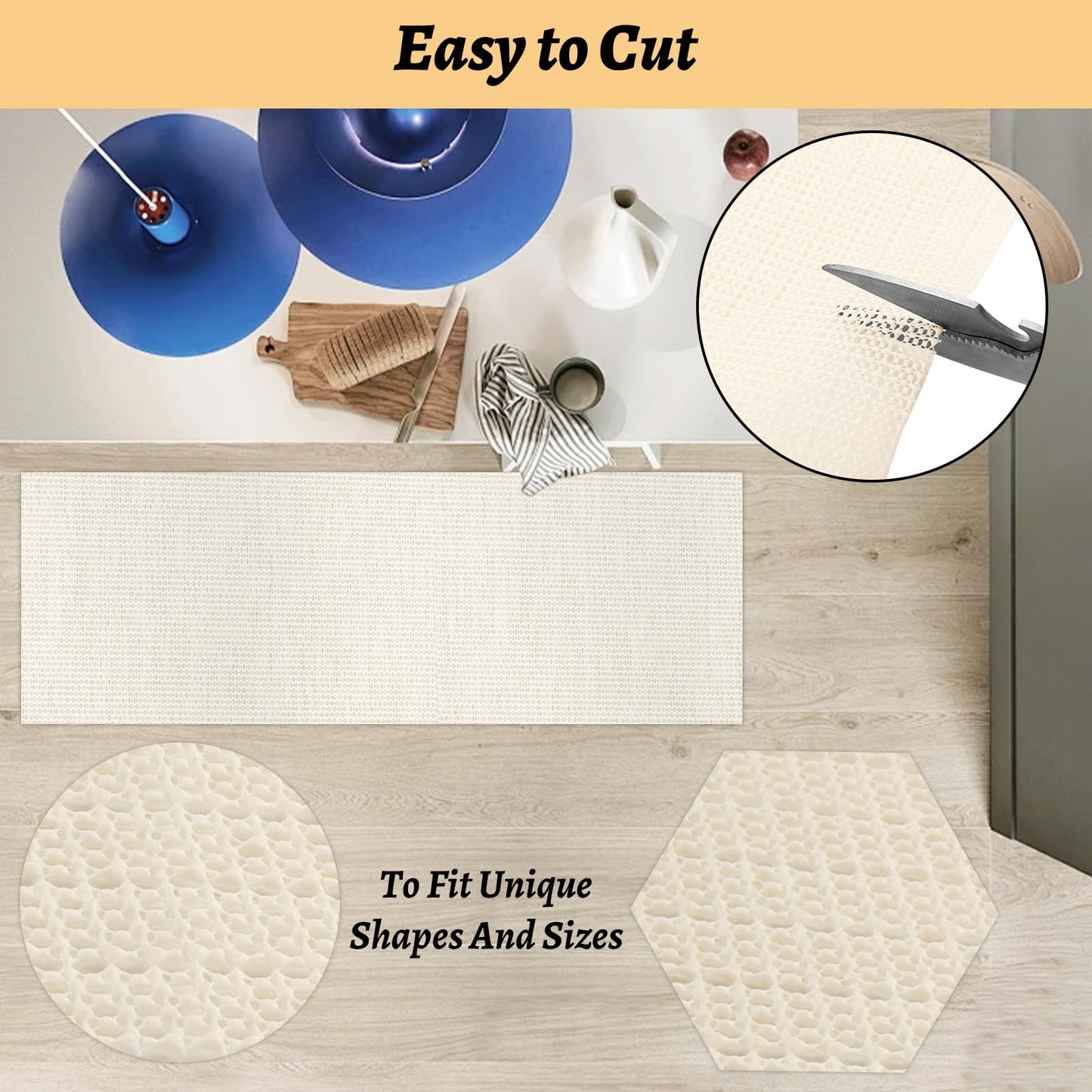 LOPYXBR 8 x10 Ft Non Slip Rug Pad Gripper for Hardwood Floors White Carpet Padding 8x10 Rug Pad Non Slip for Hardwood Rug Mats for Under Rugs 8x10 Anti Slip Rug Padding, Provide Protection and Cushion
