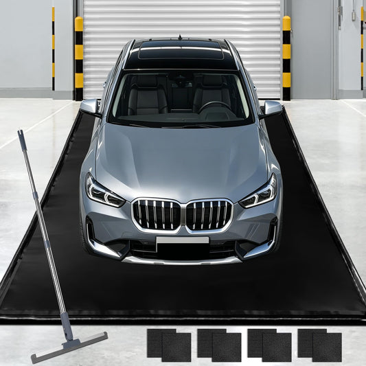 ToLanbbt 7'9" x 18' Garage Floor Mat, Heavy Duty Water Containment Mat with 1.2" Raised Edges, Protection from Snow Mud Rain and Oil, Non-Slip Garage Parking Mat for SUVs Trucks