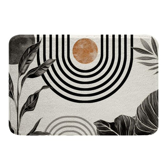 Erosebridal Modern Boho Bathroom Rugs 20"x 32" Grey White Aesthetic Bath Mat Abstract Mid Century Doormats Floor Mats Simple Tropical Palm Leaf Non Slip Bath Rug