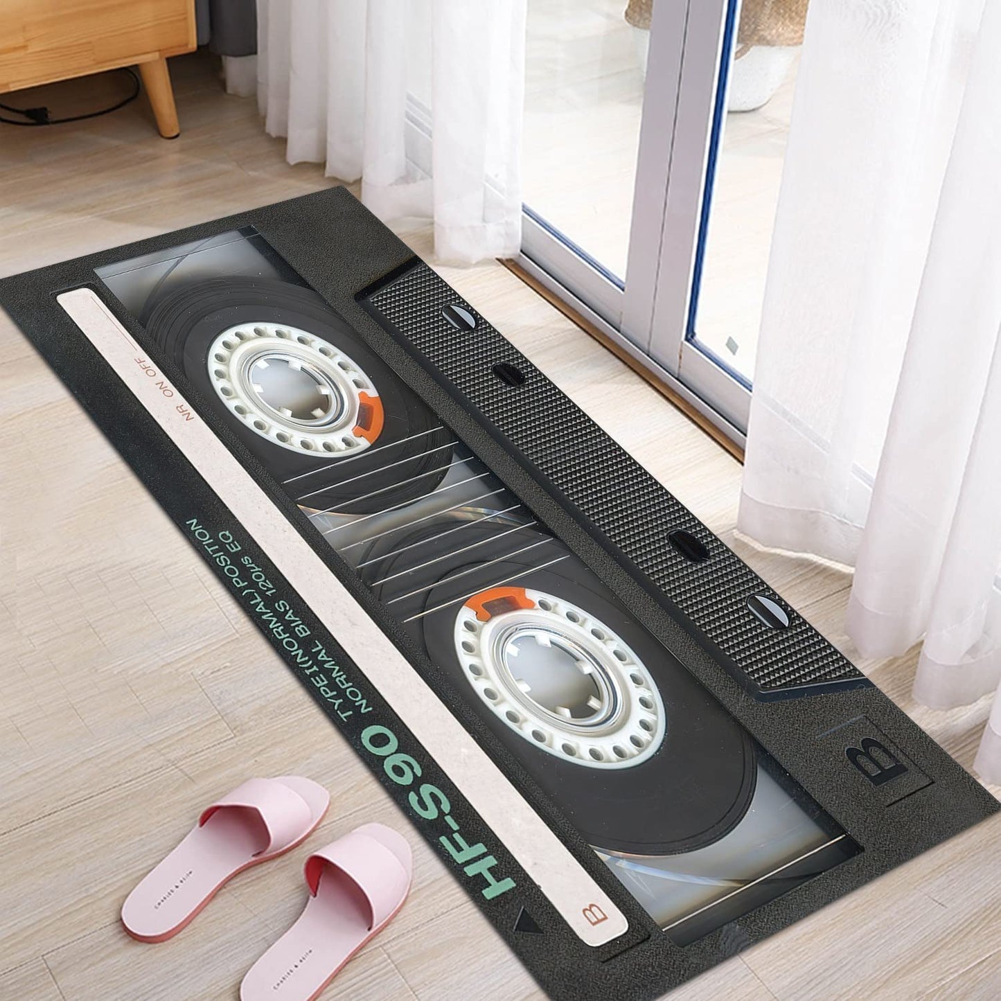 GUBIYU Black Retro Music Decor Rug for Bedroom Living Room Classroom Study Playing Non-Slip Floor Mat Carpet Cool Rug Music Room Decor for Men Bedroom Aesthetic 23.6"x59"