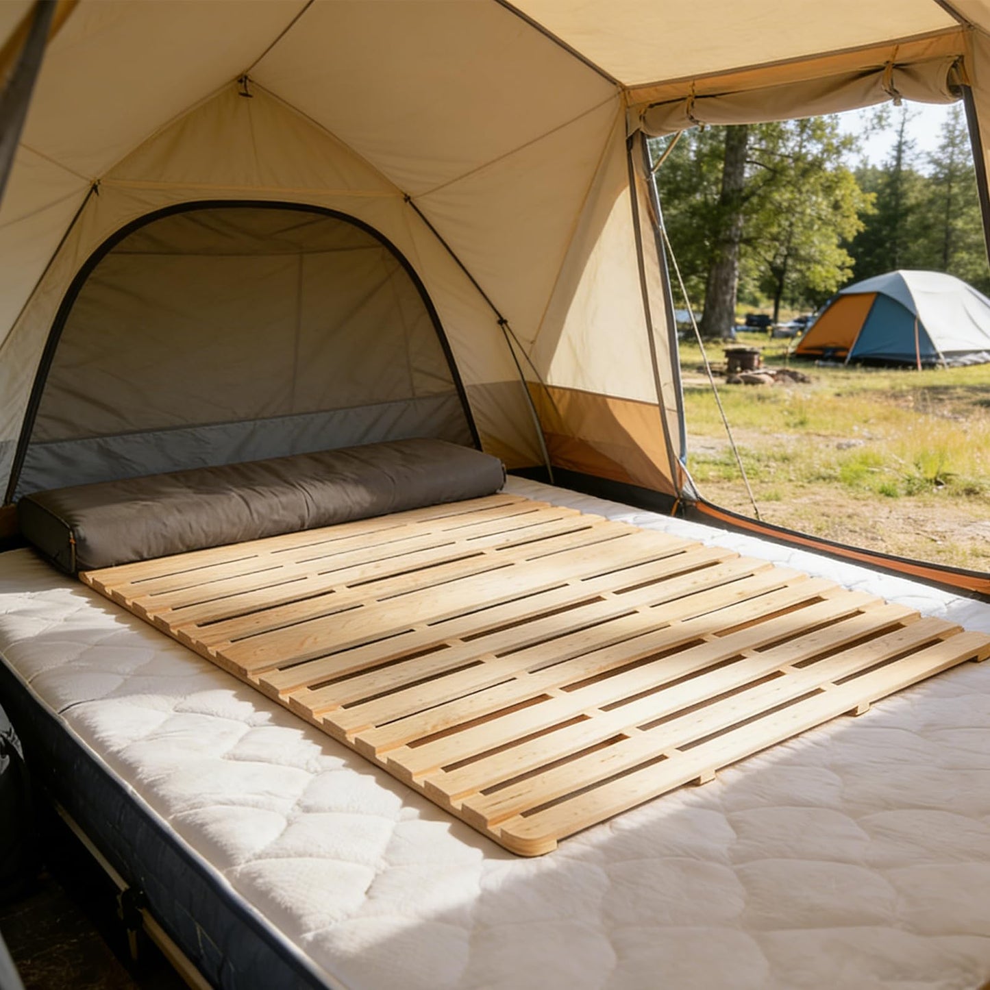 XIJIXILI Floor Bed Frame Japanese Floor Bed Foldable Pallet Moisture-Proof Frame Wooden Floor Platform Guest Tatami Mat