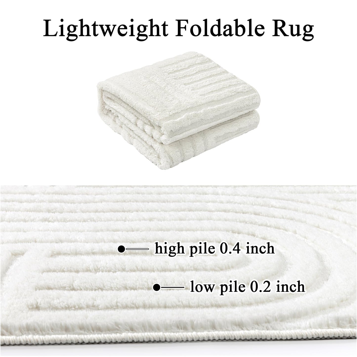 SHACOS Soft Cozy Fluffy Arch Pattern High Low Pile Runner Rugs 2'x6' Non Slip Washable Scandinavian Minimalist Rug Modern Geometric Arc Carpet for Living Room Bedroom Bathroom, Cream White