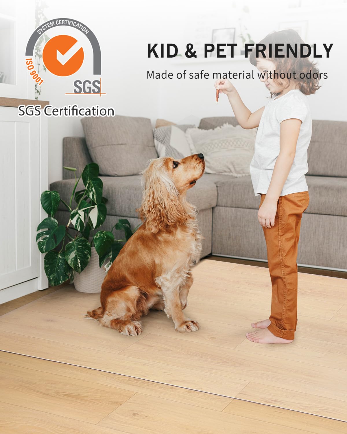 FURKIT Clear Floor Mat for Home, 4'×6' Large Non-Slip Plastic Rug for Under Kitchen Table, Durable Waterproof Vinyl Area Mat for Spills, Dog Accident, Anti-Scratch Floor Protector for Living Room