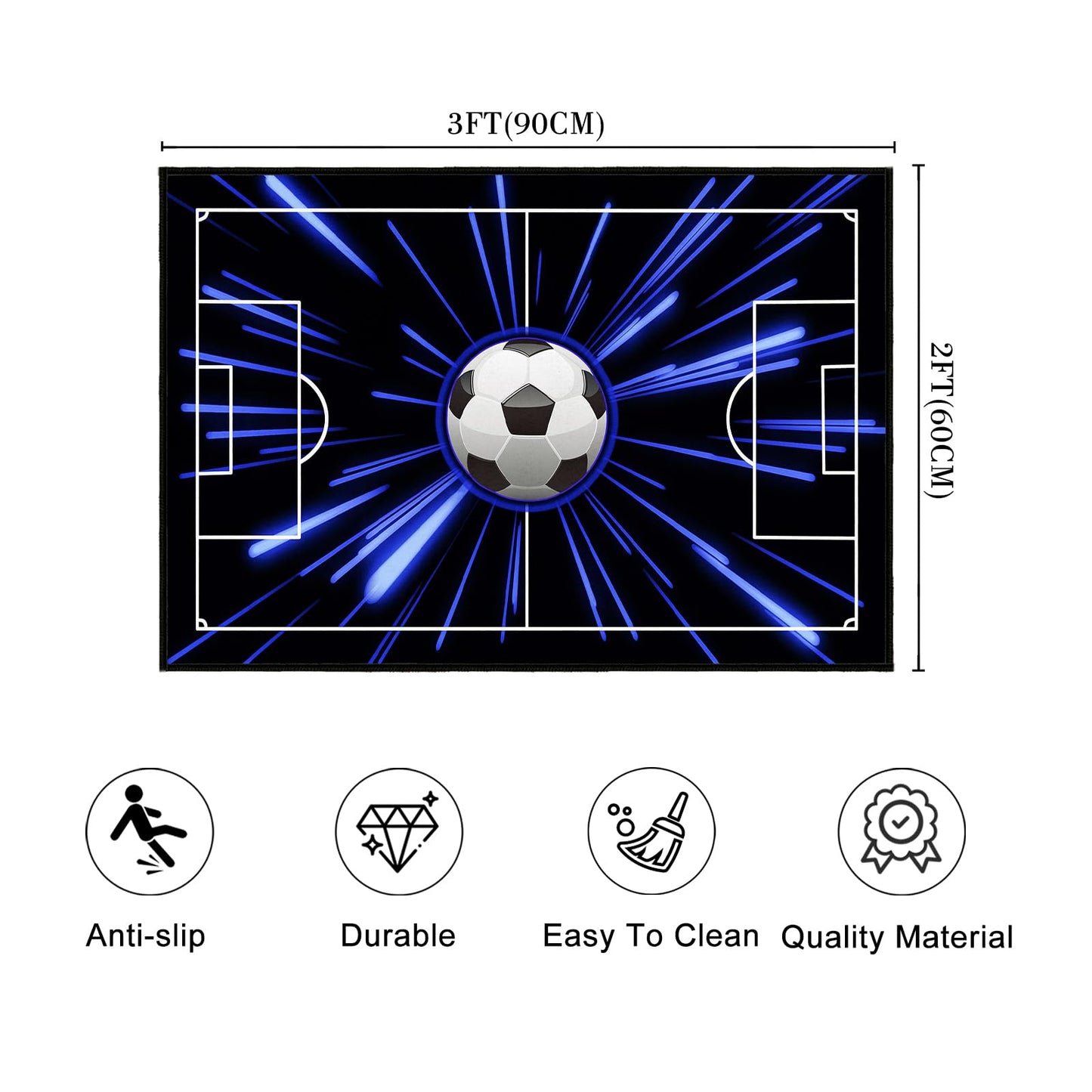 Soccer Rug for Boys Bedroom,Sport Area Rug for Entryway 2x3 Washable Rugs Sports Throw Rug Ultra Thin Entry Rugs Non-Slip Entrance Indoor Mat Floor Carpet for Front Door,Bedside,Bathroom,Game Room