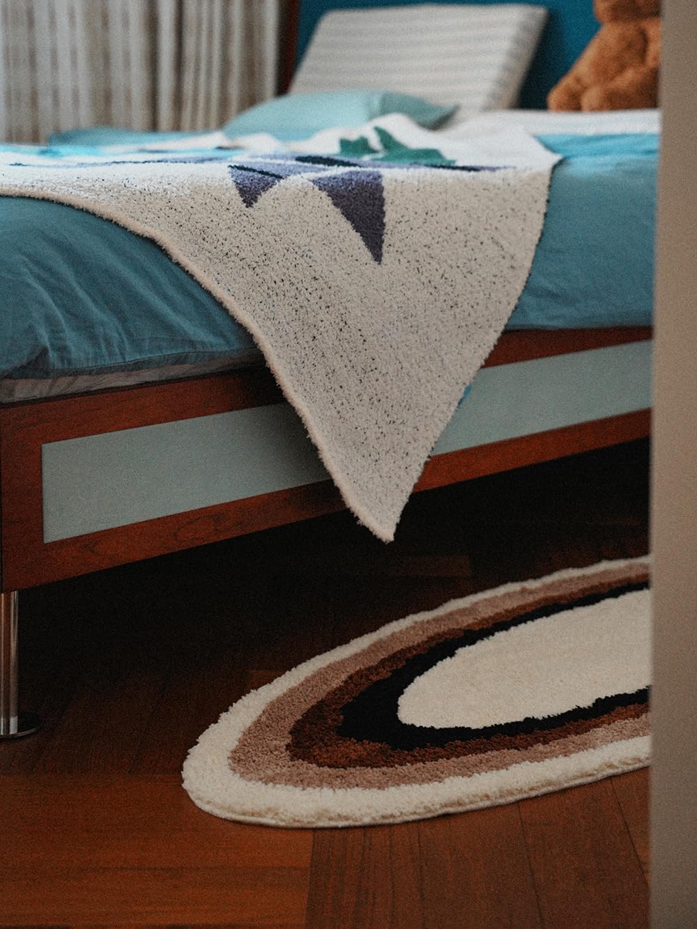 WENSHUO Ripple Oval Rug - Retro Brown Area Rug,Microfiber Absorbent Non-Slip Throw Rug,TPR Non-Slip Bottom, （47.3" L × 17.72" W）