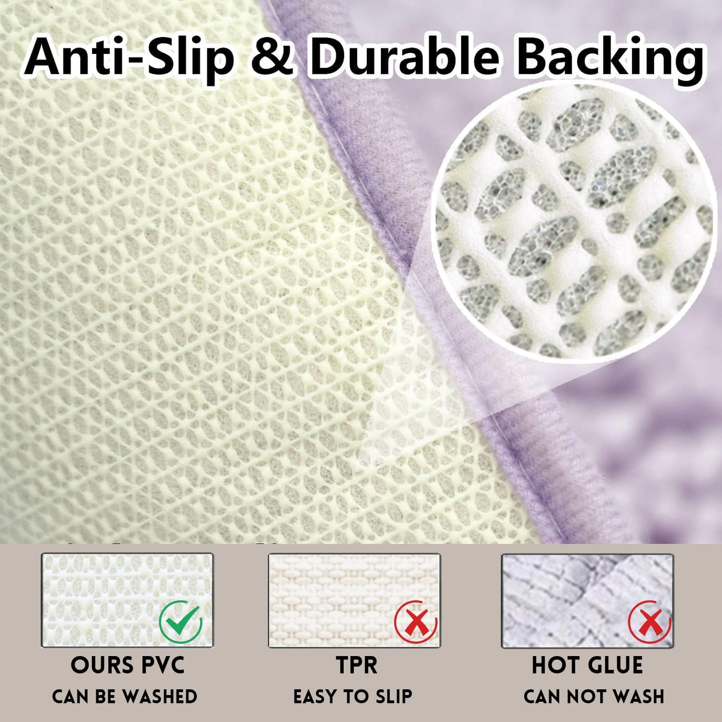 Flotstiga Bathroom Rugs Chenille, Extra Thick and Absorbent, Non-Slip, Machine Washable, Dry Quckily, Soft Cozy Plush, Used Under Shower Bathtub and Sink, Bath Mat Sets Lavender