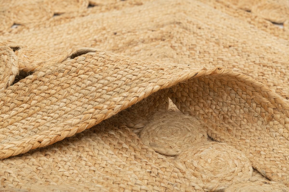 VAYAN Handwoven Natural Jute Rectangular Rug | Rustic Vintage Braided Rug | Nature Friendly Floor Mat for Living Room, Bedroom, Kitchen, Farmhouse, Patio, Hallway Carpet (Beige, 2'x3' Feet)