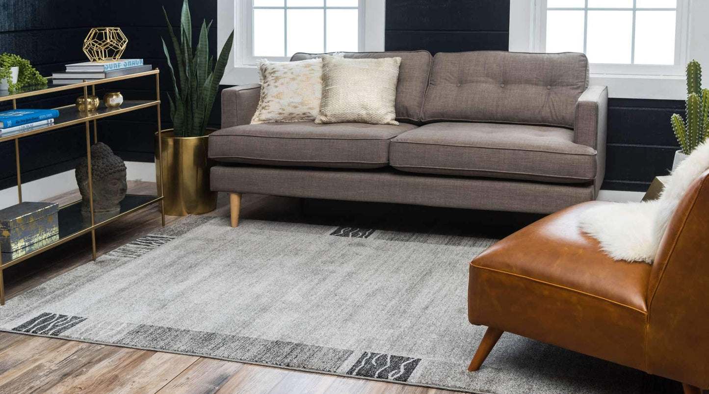 Unique Loom Del Mar Collection Area Rug - Sarah (3' 3" x 5' 3" Rectangle, Light Gray/ Gray)