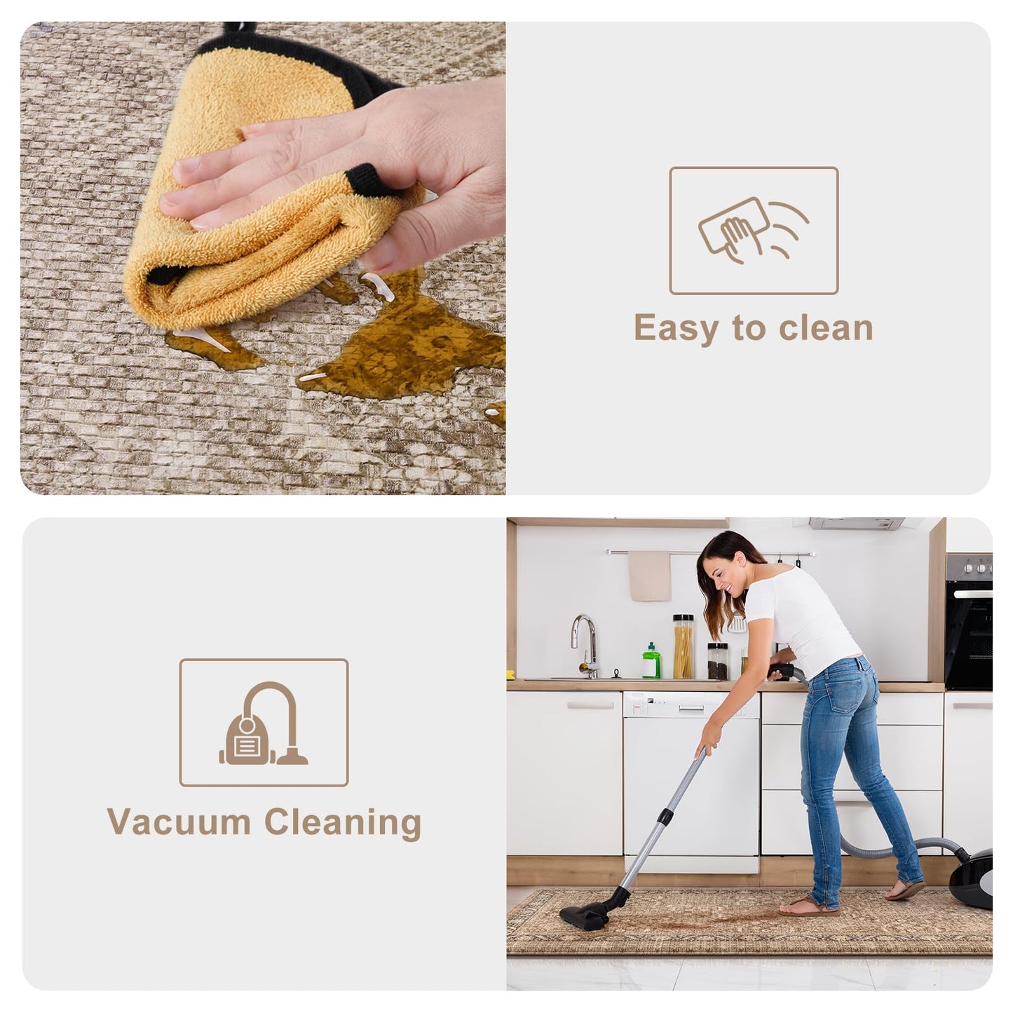 KIMODE Anti Fatigue Kitchen Mat, Boho Distressed Kitchen Rugs Sets of 2, Non Slip Kitchen Mat for Floor, Cushioned Comfort Standing Mat for Sink, Laundry, Office, Desk 17"x47"+17"x29"