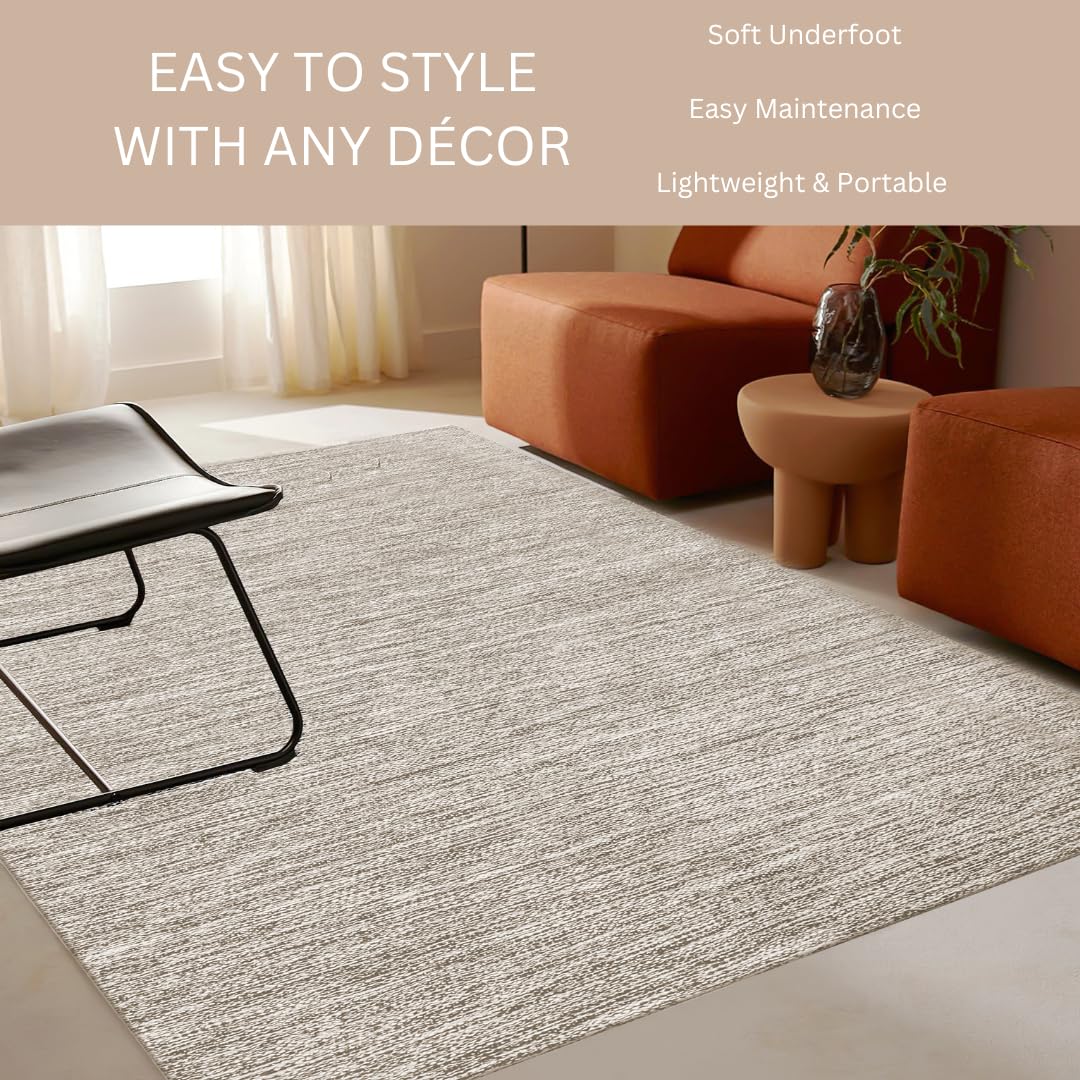 CottonCove Hand Woven Area Rug 4x6 Feet - Rustic Farmhouse Bohemian Accent Rug for Living Room Bedroom Kitchen Entryway Floor Mats - Ideal for High Traffic Areas 100% Cotton Rag Rug Natural