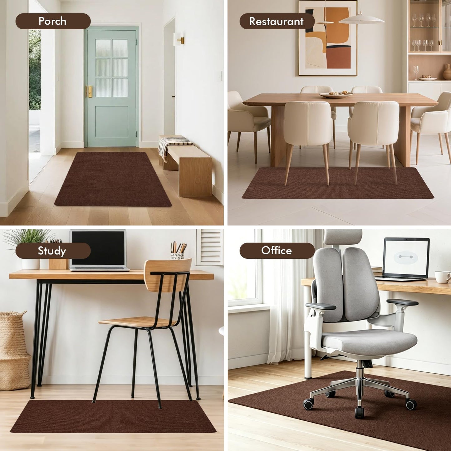 Office Chair Mat for Hardwood Floor, Anti-Slip Chair Mat for Gaming and Computer Desks, Large Floor Protector for Rolling Chair, Easy to Clean, 48"x36", Brown
