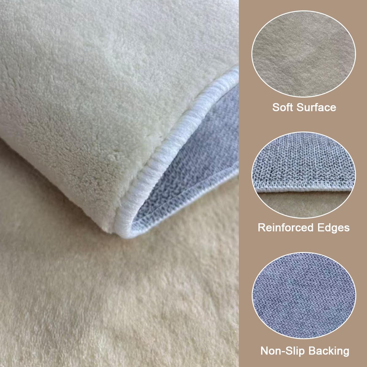 5x8 Irregular Rug Modern Minimalist Off White Brown Line Art Deco Abstract Shaped Rug for Meetingroom Bedroom Living Room Washable Thin Plush Carpet Non Skid Easy Clean Nursery Indoor Floorcovers