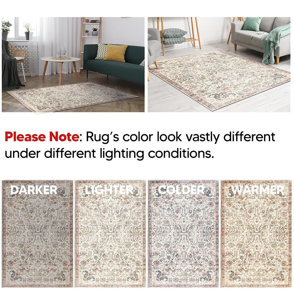 Keen Home Design 3x5 Rug - Machine Washable Entry Rug with Non-Slip Backing, Ideal for Enteryway, Kitchen, Bathroom, Laundry Room - Vintage, Easy Clean, Durable, Low Pile Rug - (3' x 5')