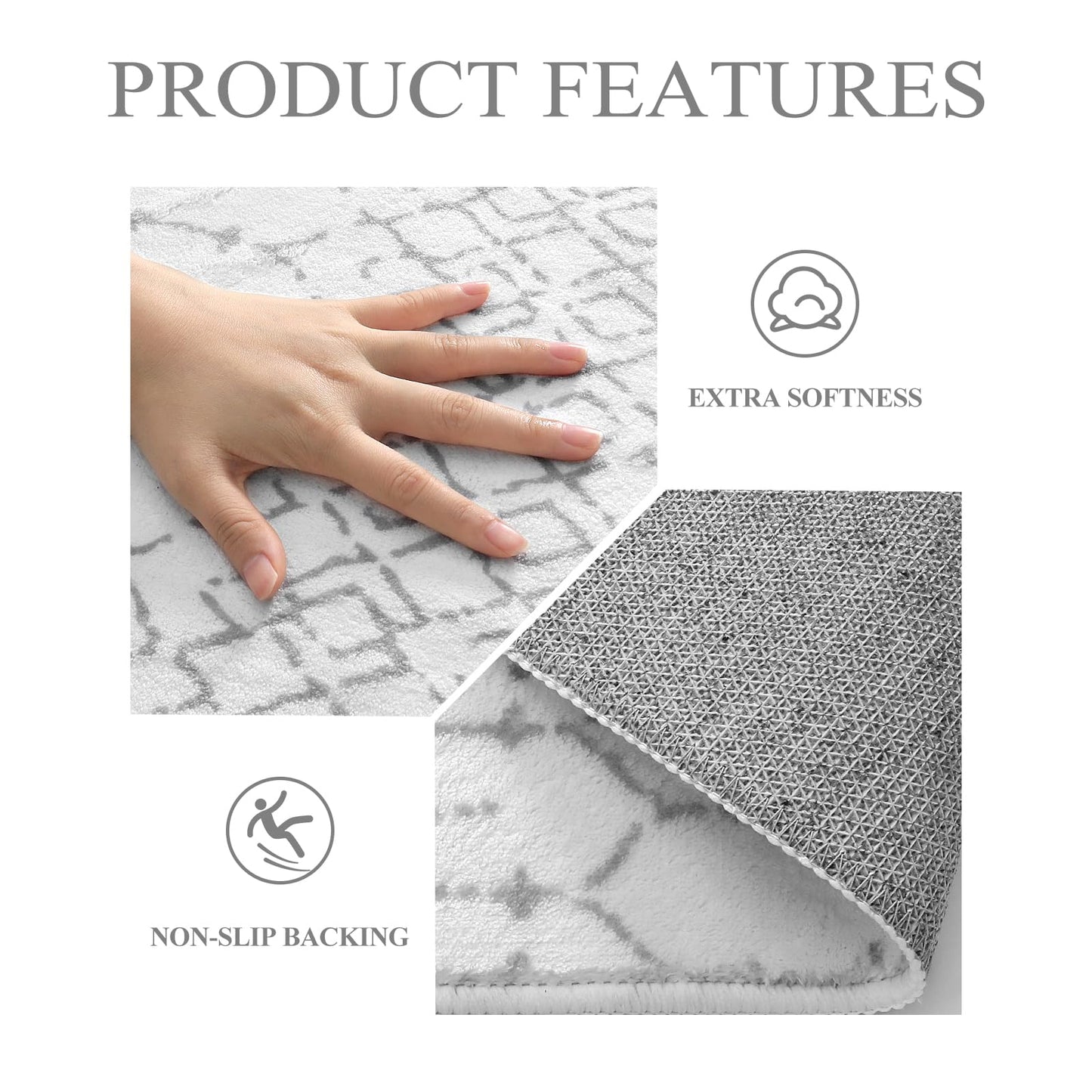 Lahome Moroccan Living Room Area Rug - Washable Rugs 4x6 Non-Slip Soft Throw Rugs for Bedroom White Lightweight Large Rug, Modern Geometric Print Low-Pile Capet for Classroom Office Dining Room Hana