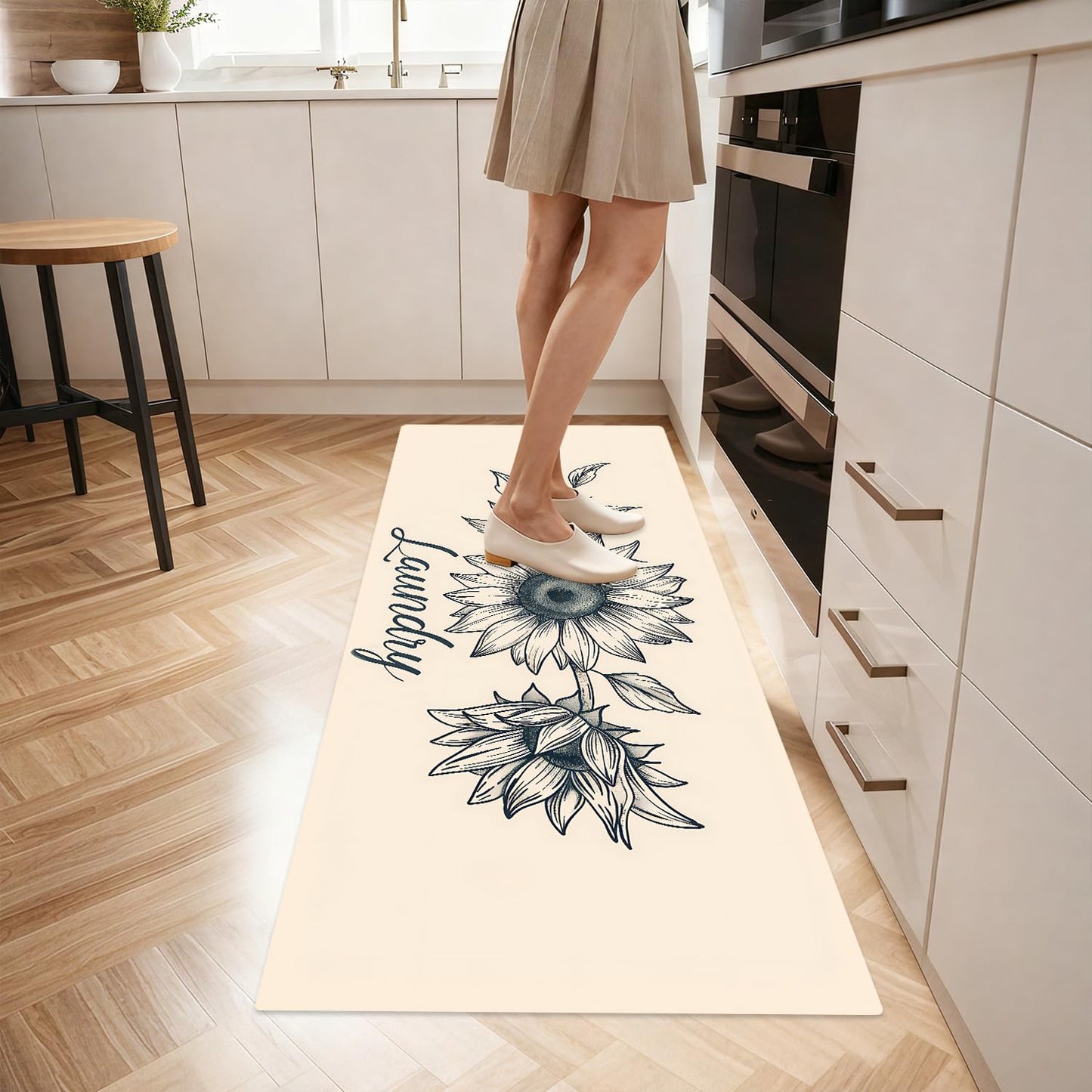 LEIWEIHOPE Runner Rug 20x47 inch, Non-Slip Waterproof Laundry Room Rug,Spring Summer Holiday Kitchen Runner with Festive Designs,Indoor Decorative Mat for Home (Flower, 20x47 inch)