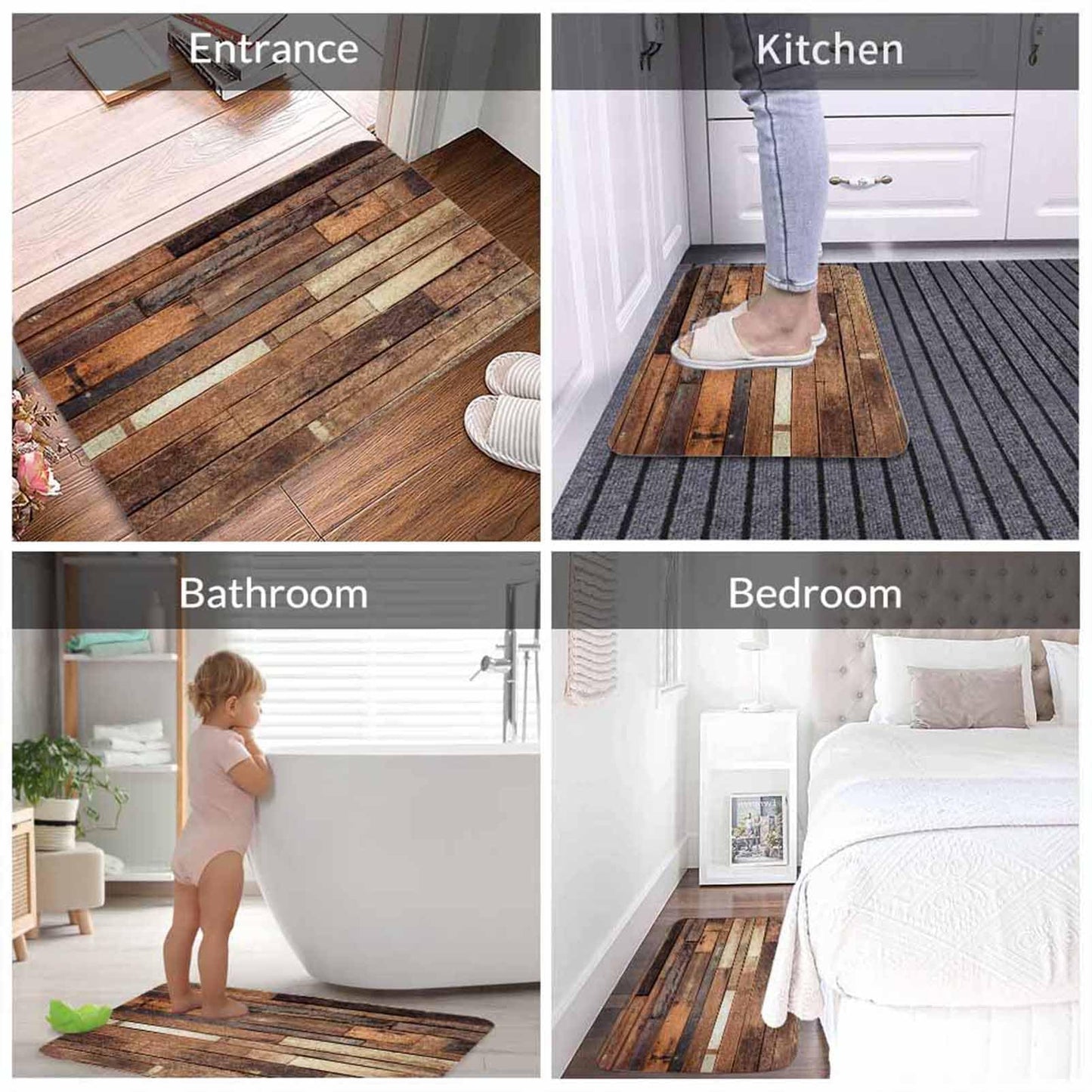 Old Wood Plank Background Bath Rugs Microfiber Bathroom Mat Soft Plush Shaggy Shower Mat for Bathroom Fluffy Comfortable Water Absorbent Carpet Non-Slip Machine Washable 20"X30"