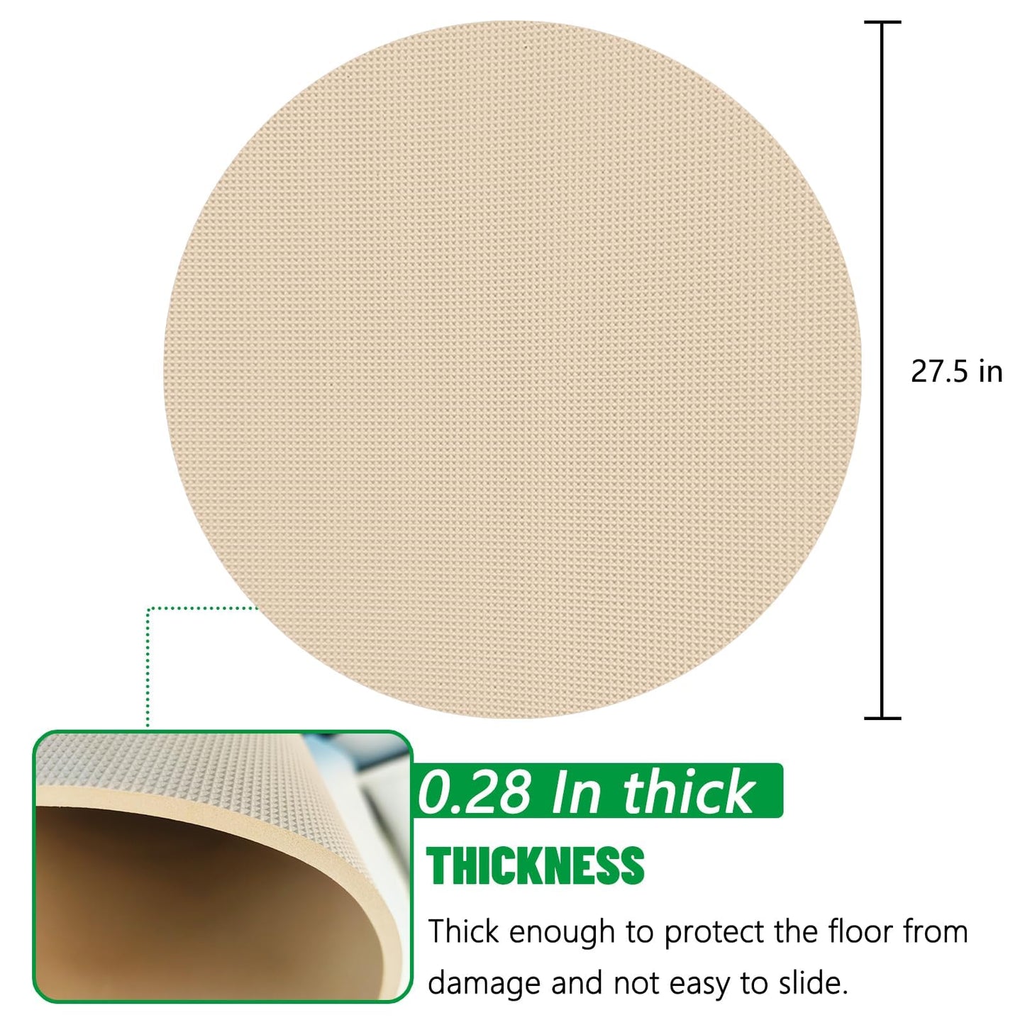 2Pcs Round Recliner Floor Protector Recliner Pads Swivel Chairs Recliners Rug for Floor Circle Anti Slip Furniture Pads Rubber Non Skid Furniture Gripper Mats (27.5’’ Camel)