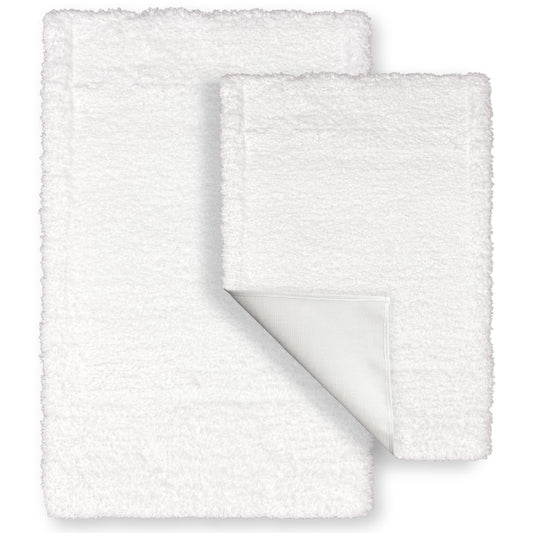 Homewear Bathroom Rugs Set 2-Piece – Extra Soft Rug, Bath & Shower Mat, Washable Rug, Floor Mats, Bath Decor, Accessories, Home Decor, Quick Dry, Non Slip Mat for Bathroom, 20"x32"+17"x24" Pure White