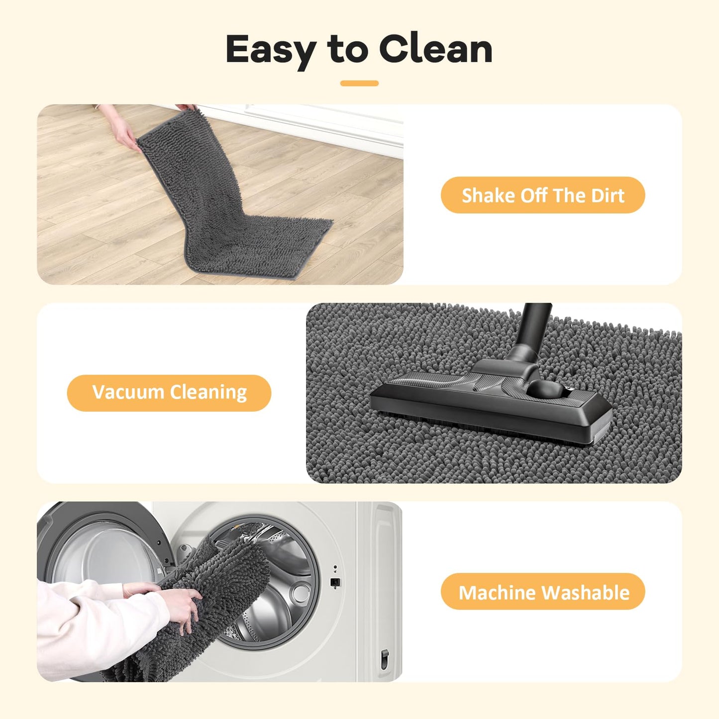 HOMEK Absorbent Dog Door Mat for Muddy Paws, 60" x 24" Chenille Indoor Mats for Entryway, Trap Dirt Front Door Mat Indoor Entrance Washable Non Slip Soft