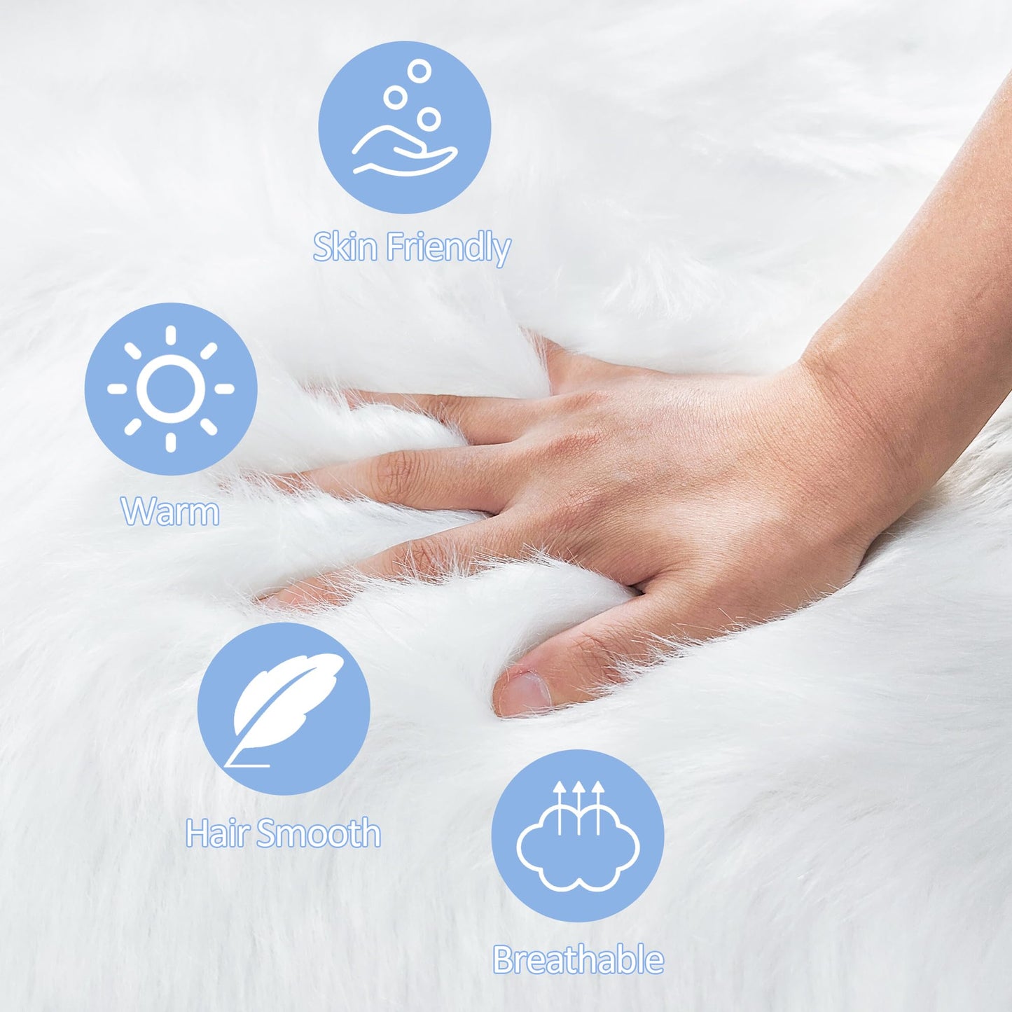 TENNOLA White Faux Fur Rug 2x2 Feet Small Round Fluffy Rug, Faux Sheepskin Circle Shag Fuzzy Throw Carpet for Kids Room, Bedroom, Living Room, Luxury Room Decor