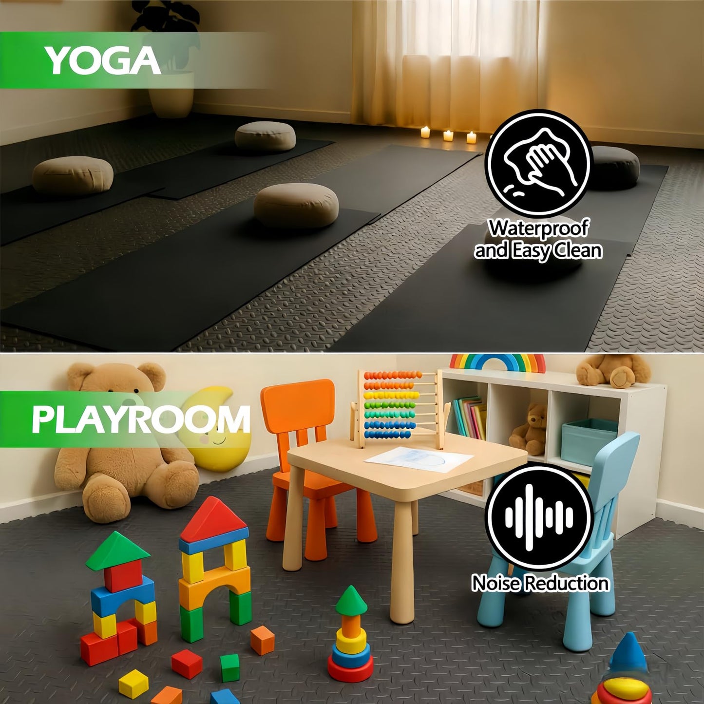 WAWINY 48 Sq Ft (12 Tiles) Interlocking Gym Mats, EVA Foam Puzzle Exercise Tiles for Home Gym, Yoga, Kids Playroom, Non-Slip Floor Protection