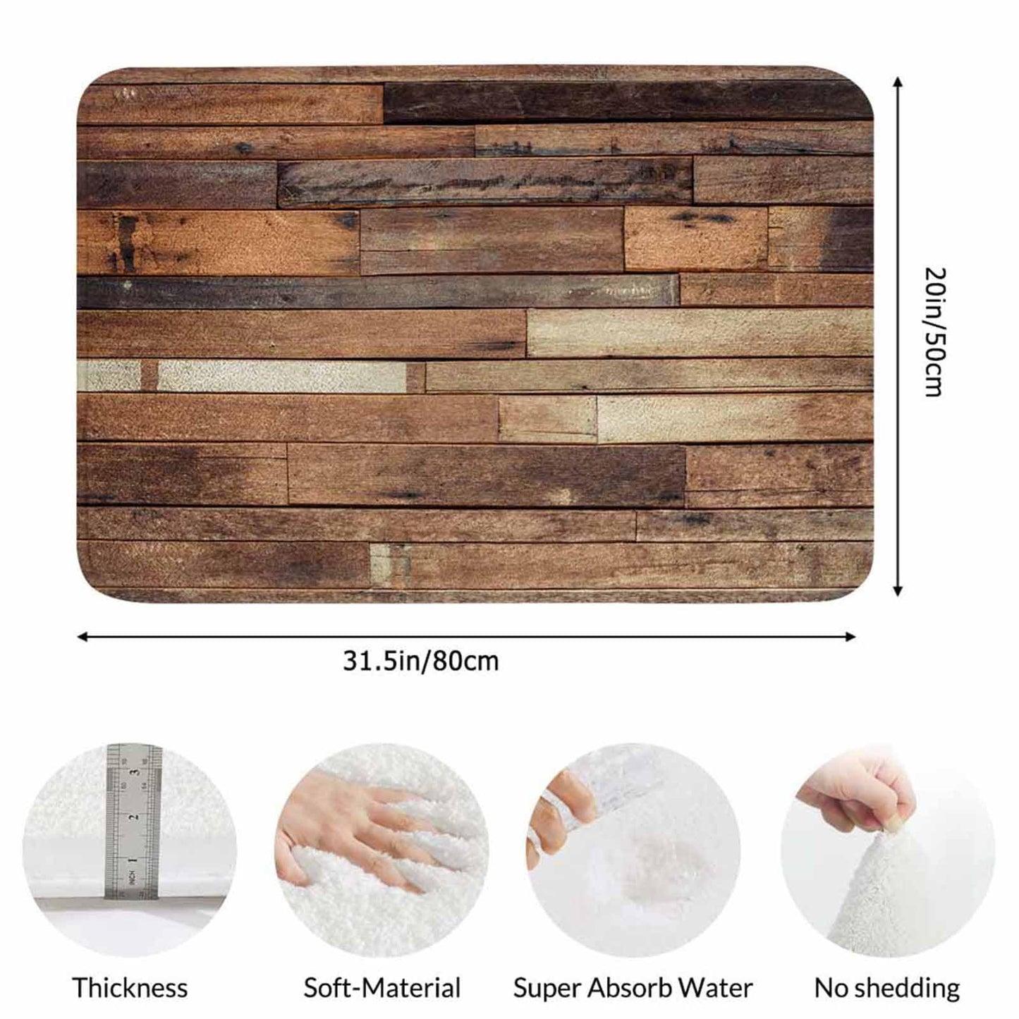 Old Wood Plank Background Bath Rugs Microfiber Bathroom Mat Soft Plush Shaggy Shower Mat for Bathroom Fluffy Comfortable Water Absorbent Carpet Non-Slip Machine Washable 20"X30"