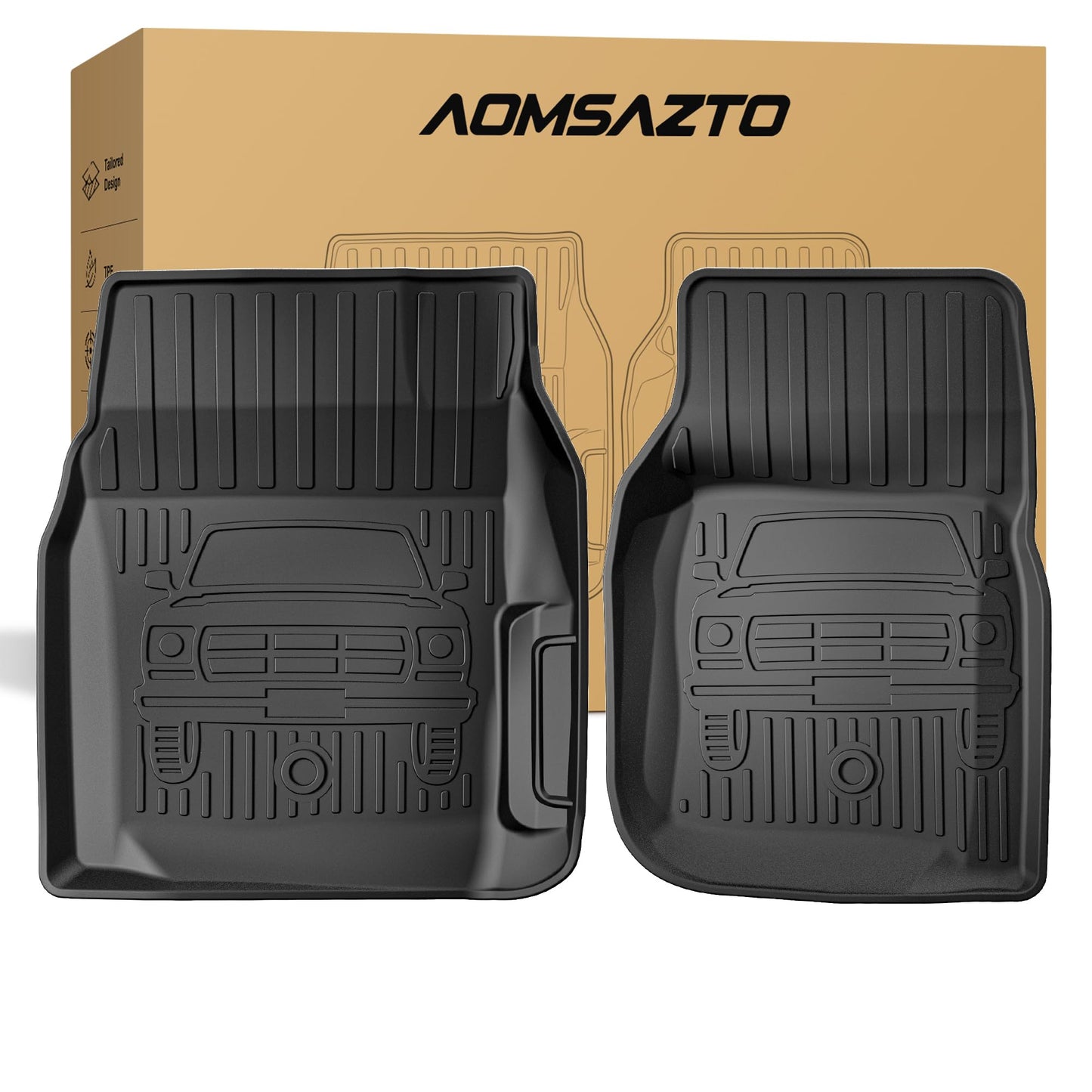 All Weather Floor Mats for Ford F150 1980-1996, F-250/F350 1980-1997 Classic Ford Truck Accessories 1980-1986 1987 1988 1989 1990 1991 1992-1996 Waterproof Nonslip TPE Liner Cover Black