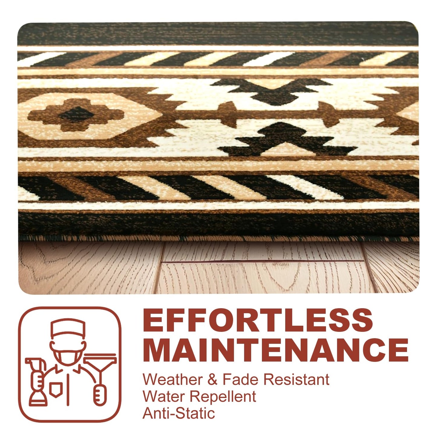 YHSF Southwestern Area Rug - Anti Static, Washable, Soft Native American Tribal Floor Rugs for Living Room, Bedroom, Hallways, and More - Easy-to-Clean Home Decors - Black, 2 Feet x 3 Feet