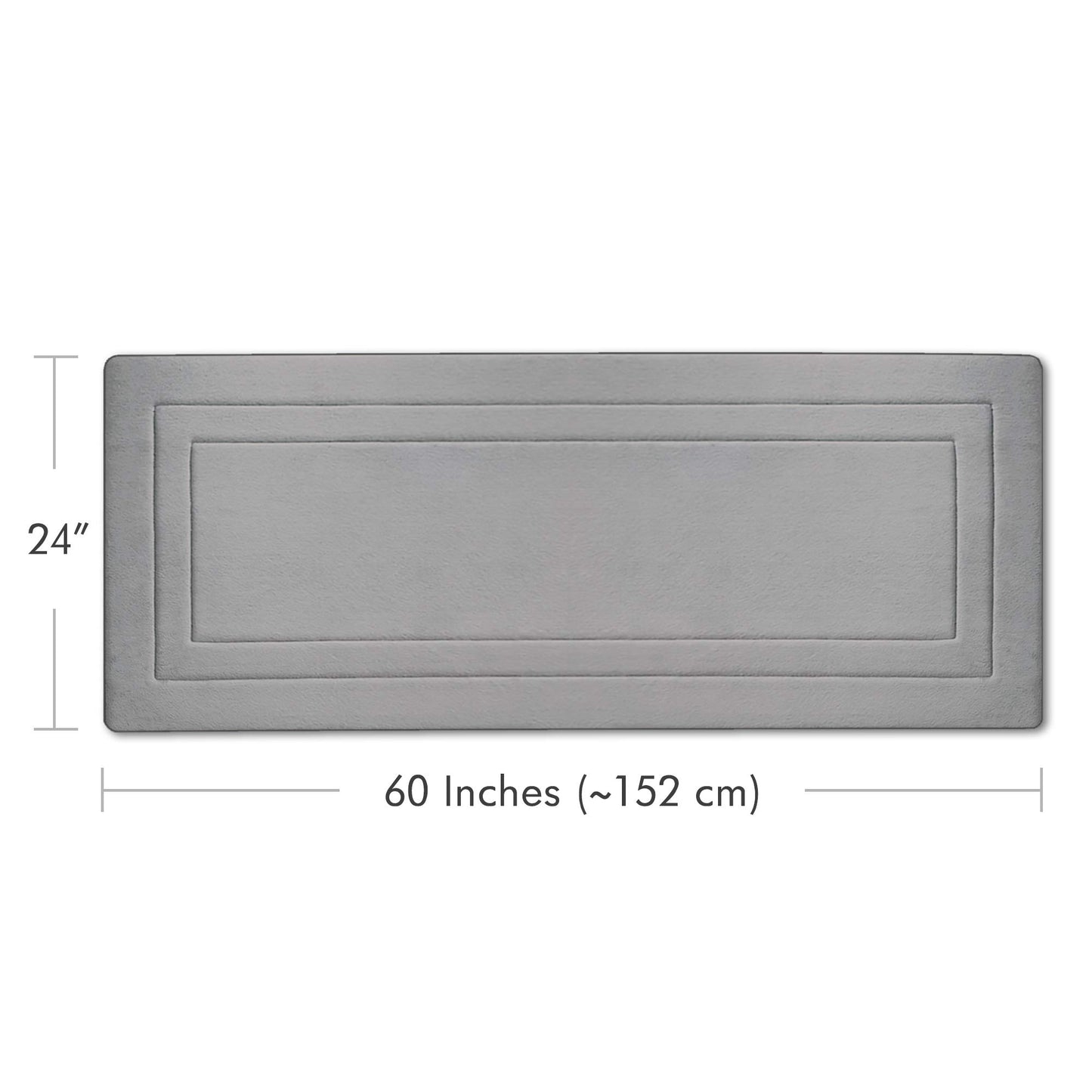 Ellendi Ultima Comfort Memory Foam Runner Rug - 24" x 60", Non-Slip Kitchen Runner - Extra-Long Bath Mat for Bathroom and Bedroom Floor (Gray)