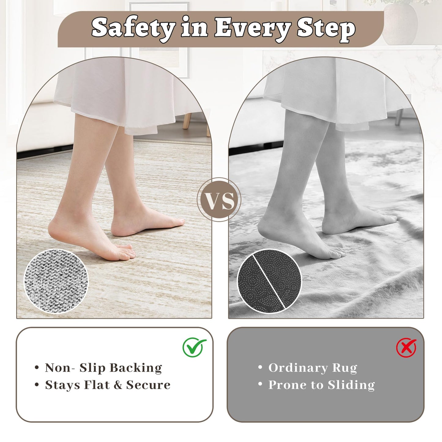 Area Rug 6x9 Living Room Rugs: Washable Modern Rug Non-Slip Soft Rugs Stain Resistant Printed Rug Indoor Carpet for Bedroom Kitchen Dining Room Nursery Home(Beige, 6'x9')